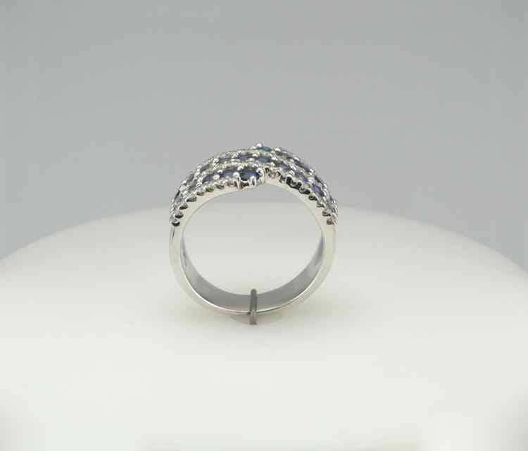Vintage 18K White Gold Sapphire and Diamond Cocktail Ring