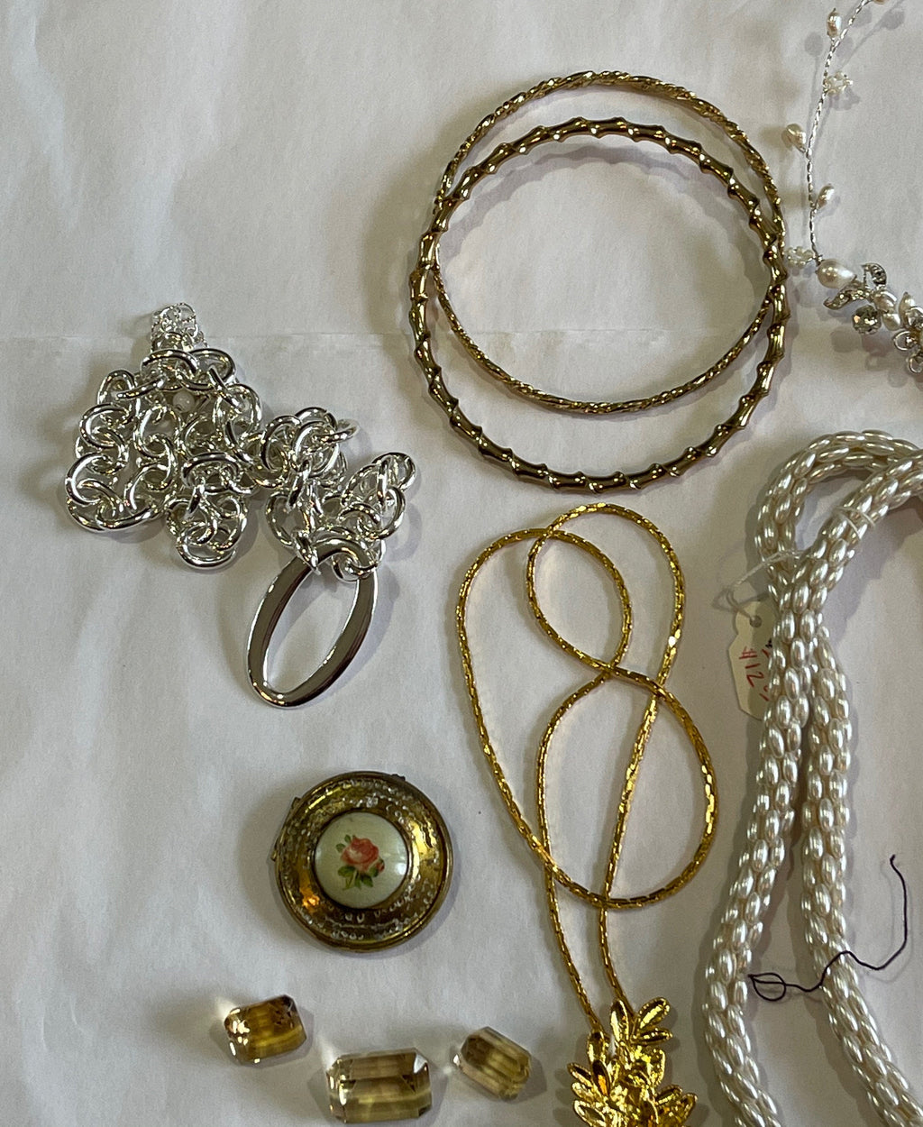 Vintage Jewelry Odd Lot: Loose Citrine, Amethyst, Necklaces