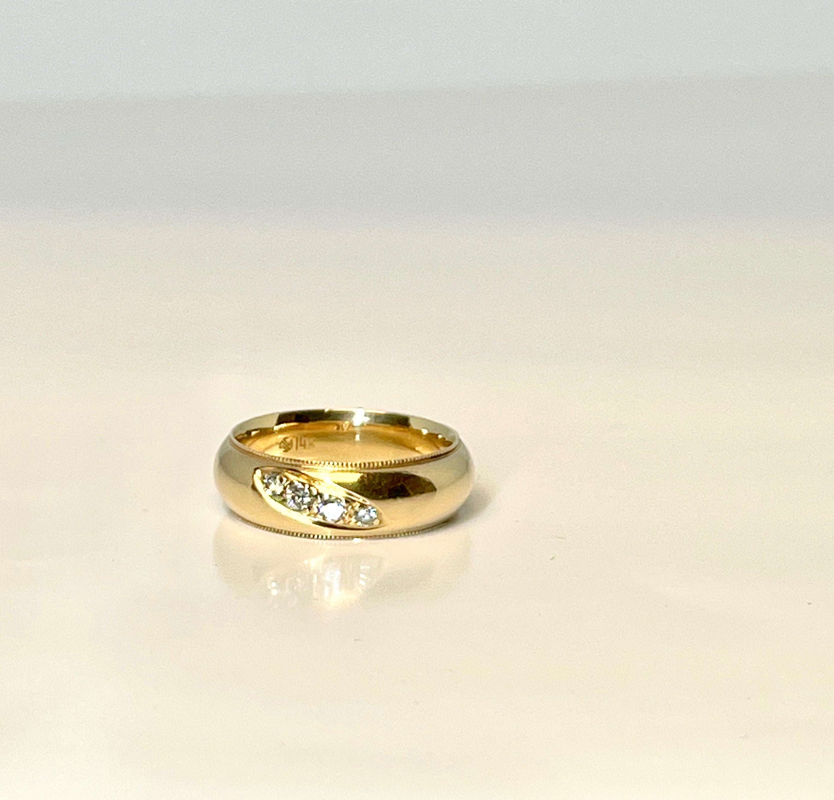 Vintage 1925 Belcher Diamond Ring: 10K Yellow Gold Promise Ring