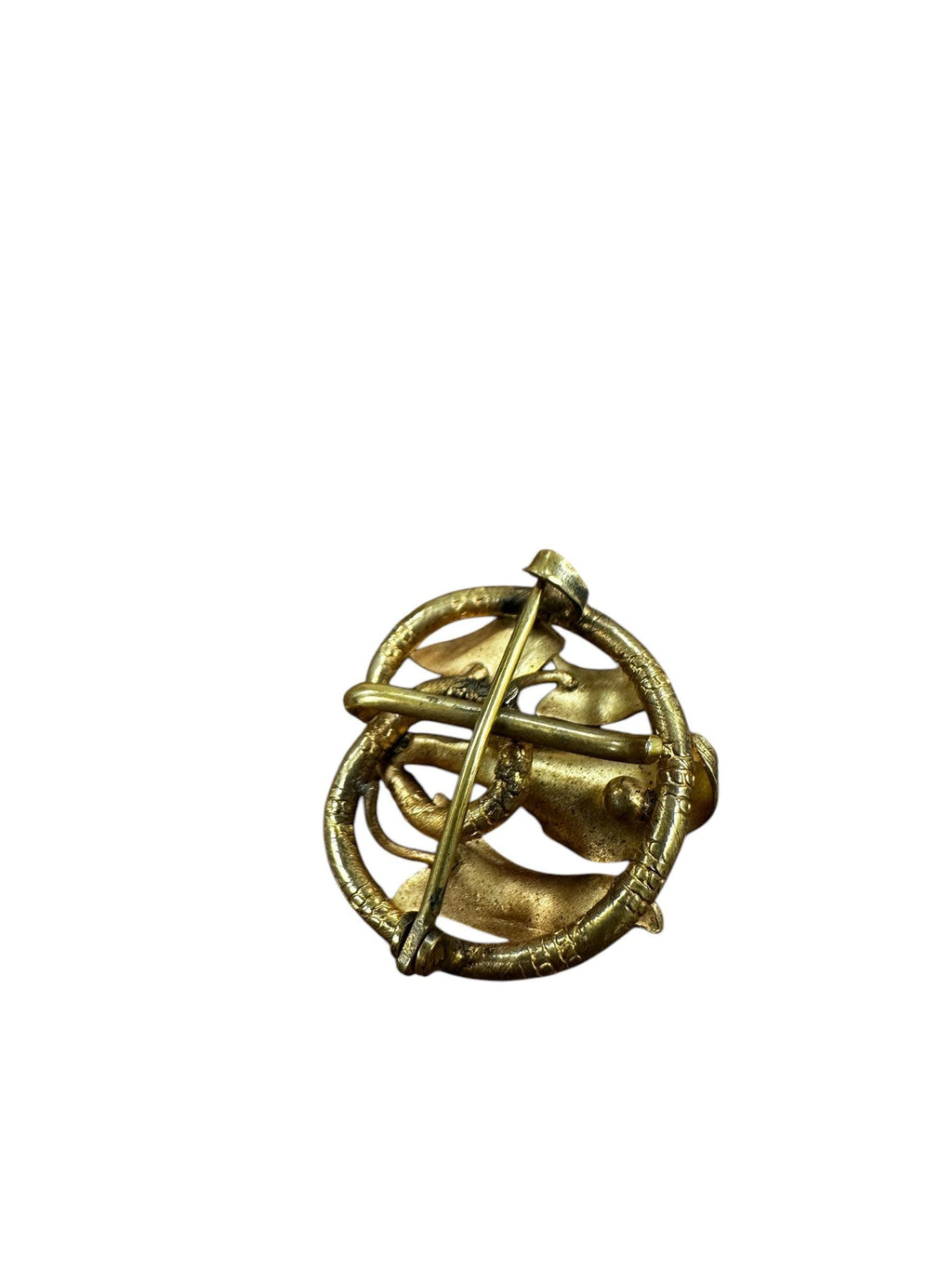 Vintage Art Nouveau Gold Filled Watch Pin with Freshwater Pearl & Rhinestone