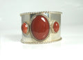 Sterling Silver Sardonyx & Gold Stone Cuff Bracelet - Statement Jewelry