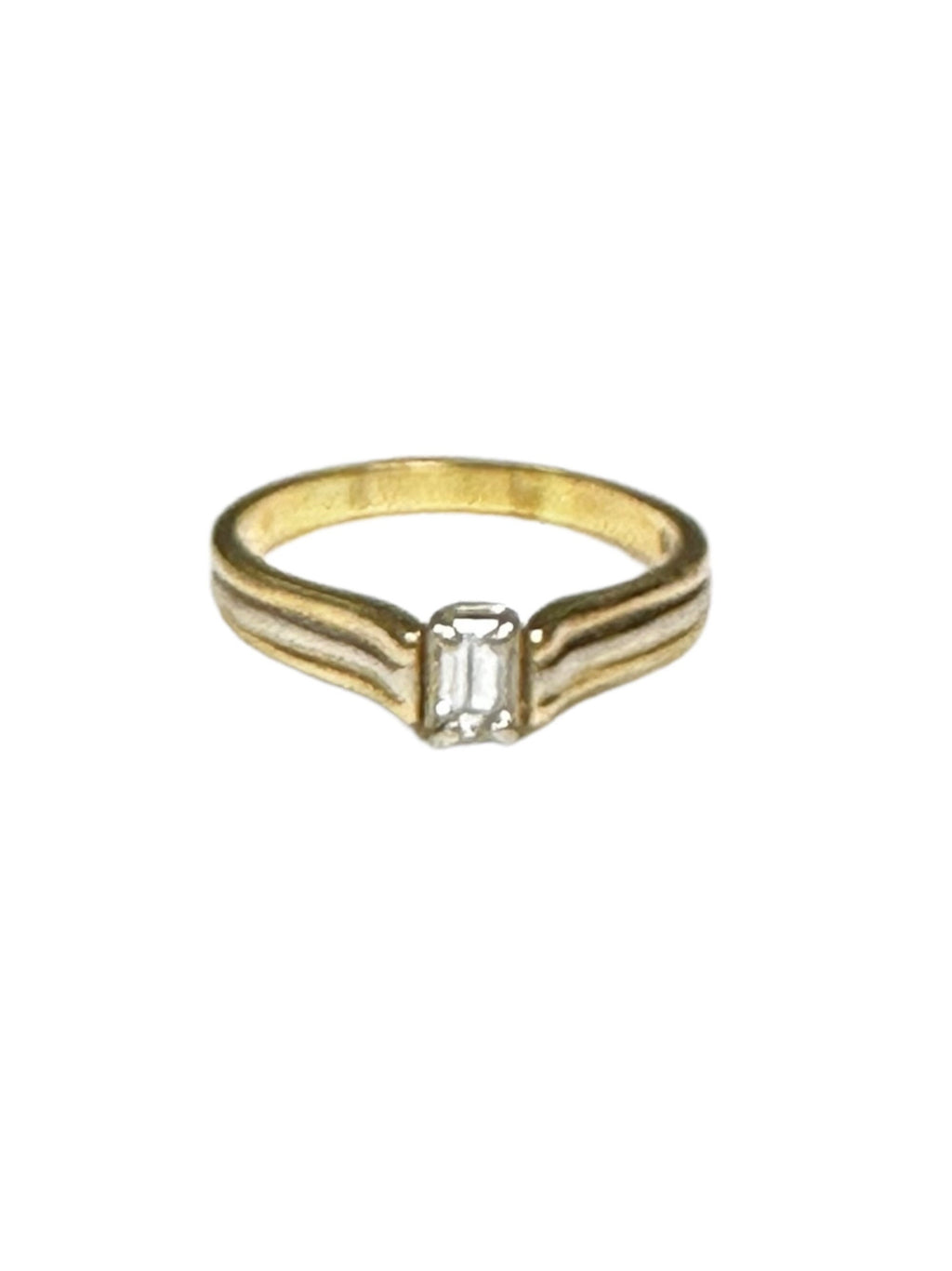 14k Yellow Gold Emerald Cut Diamond Engagement Ring, VS1 Clarity