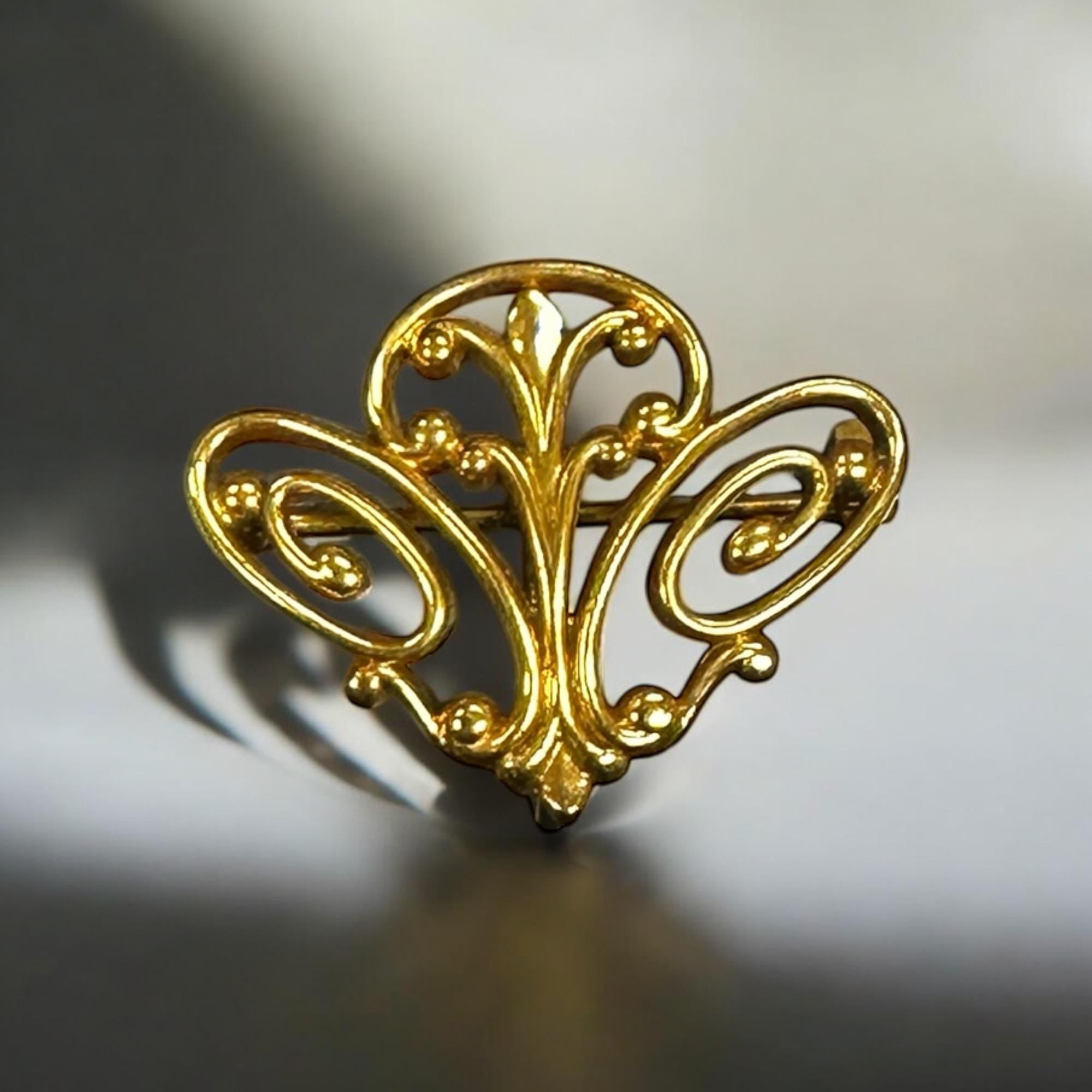 Art Nouveau Elegant Gold Filled Watch Pin