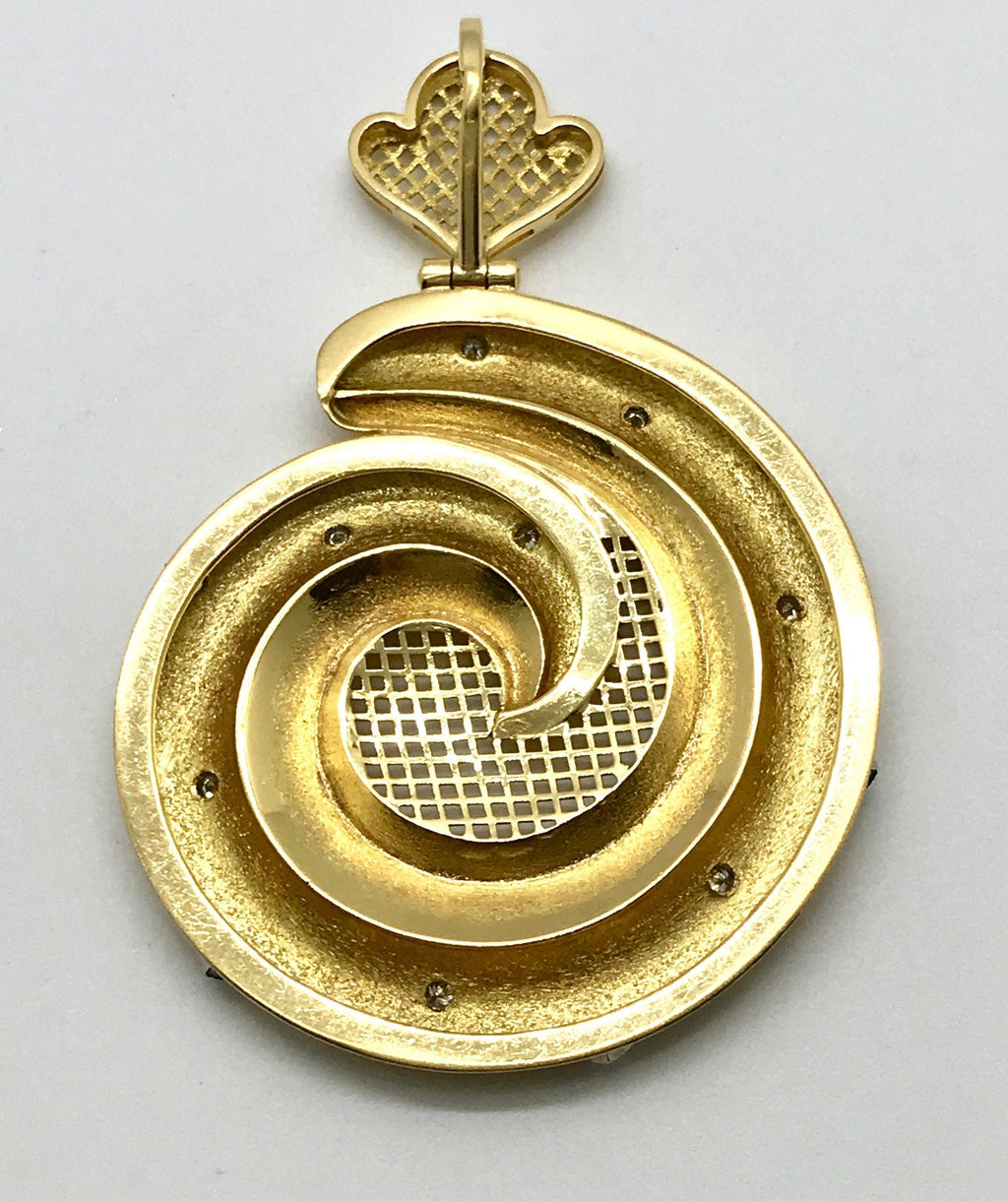 Vintage 14k Gold Diamond Spiral Pendant