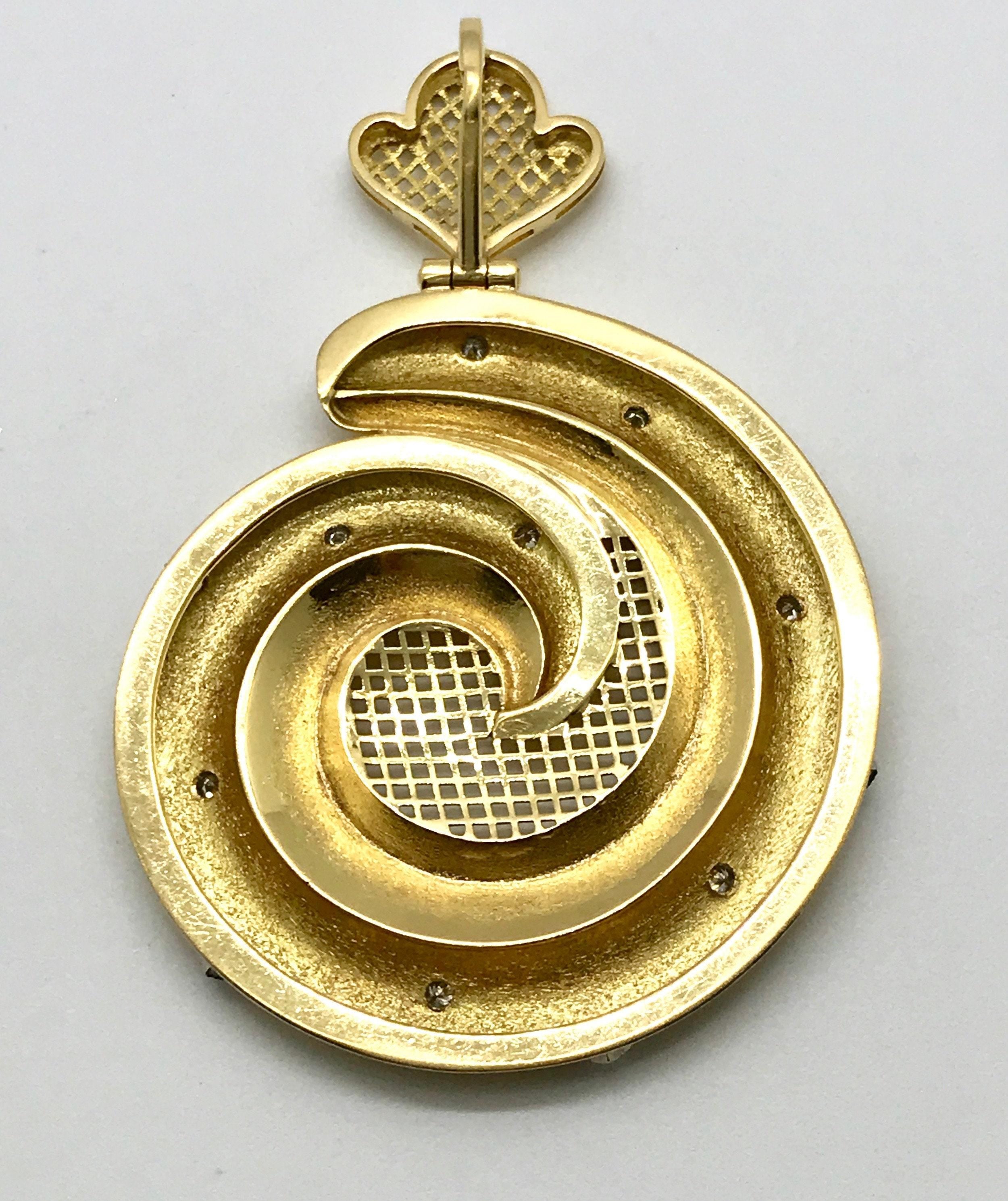 Vintage 14k Gold Diamond Spiral Pendant