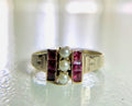 Victorian Ruby and Pearl Ring: 10K Yellow Gold July Birthstone