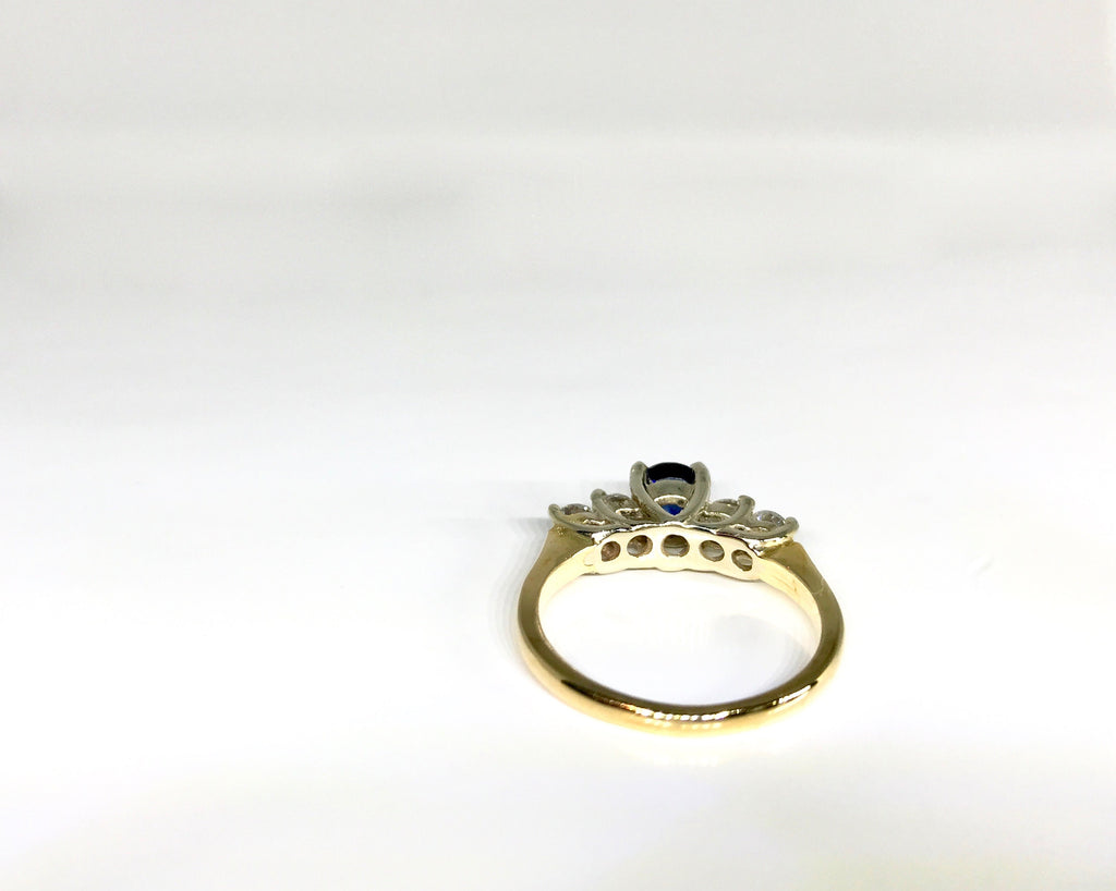 14k Yellow Gold Diamond & Sapphire Ring - Stacking or Engagement