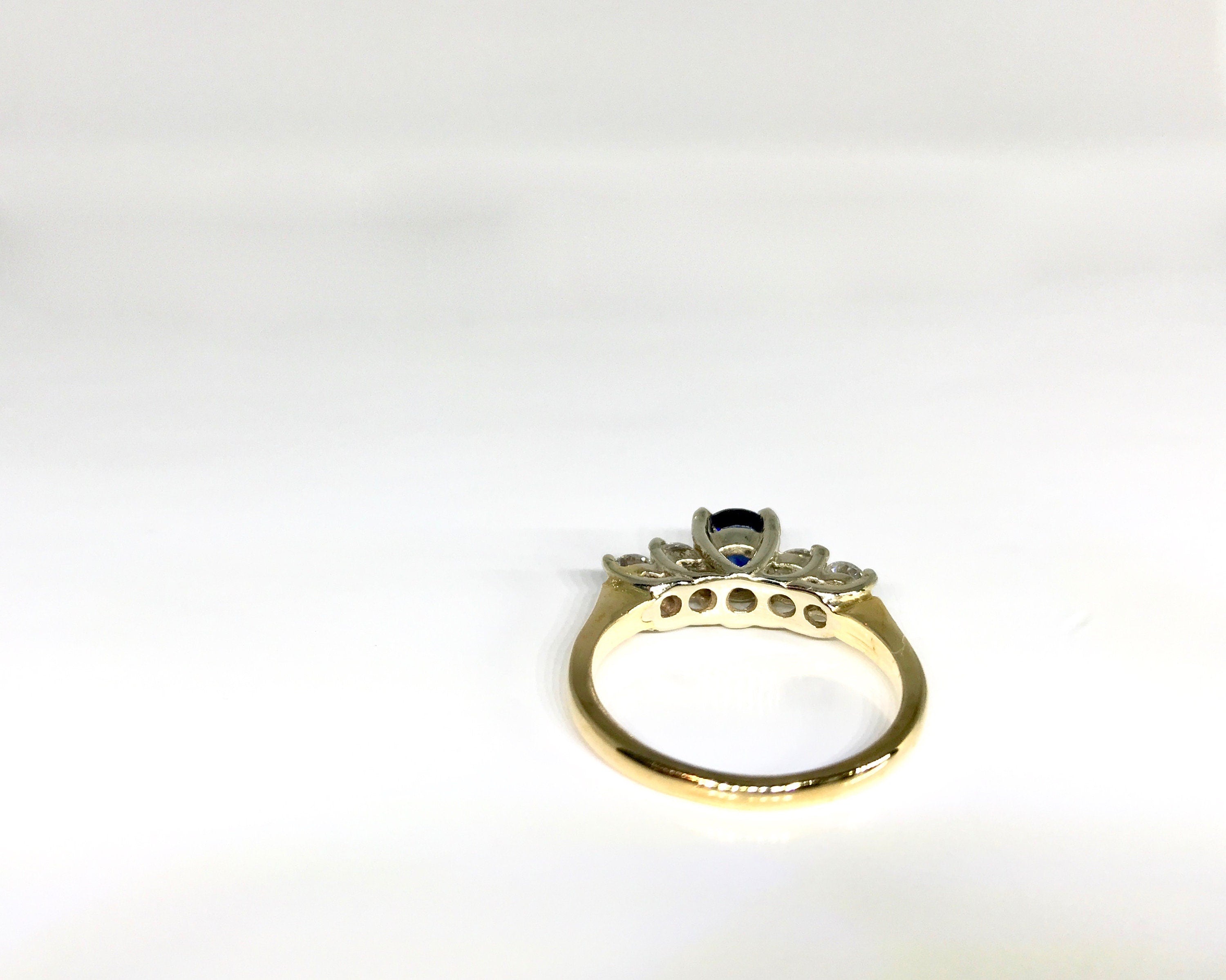 14k Yellow Gold Diamond & Sapphire Ring - Stacking or Engagement