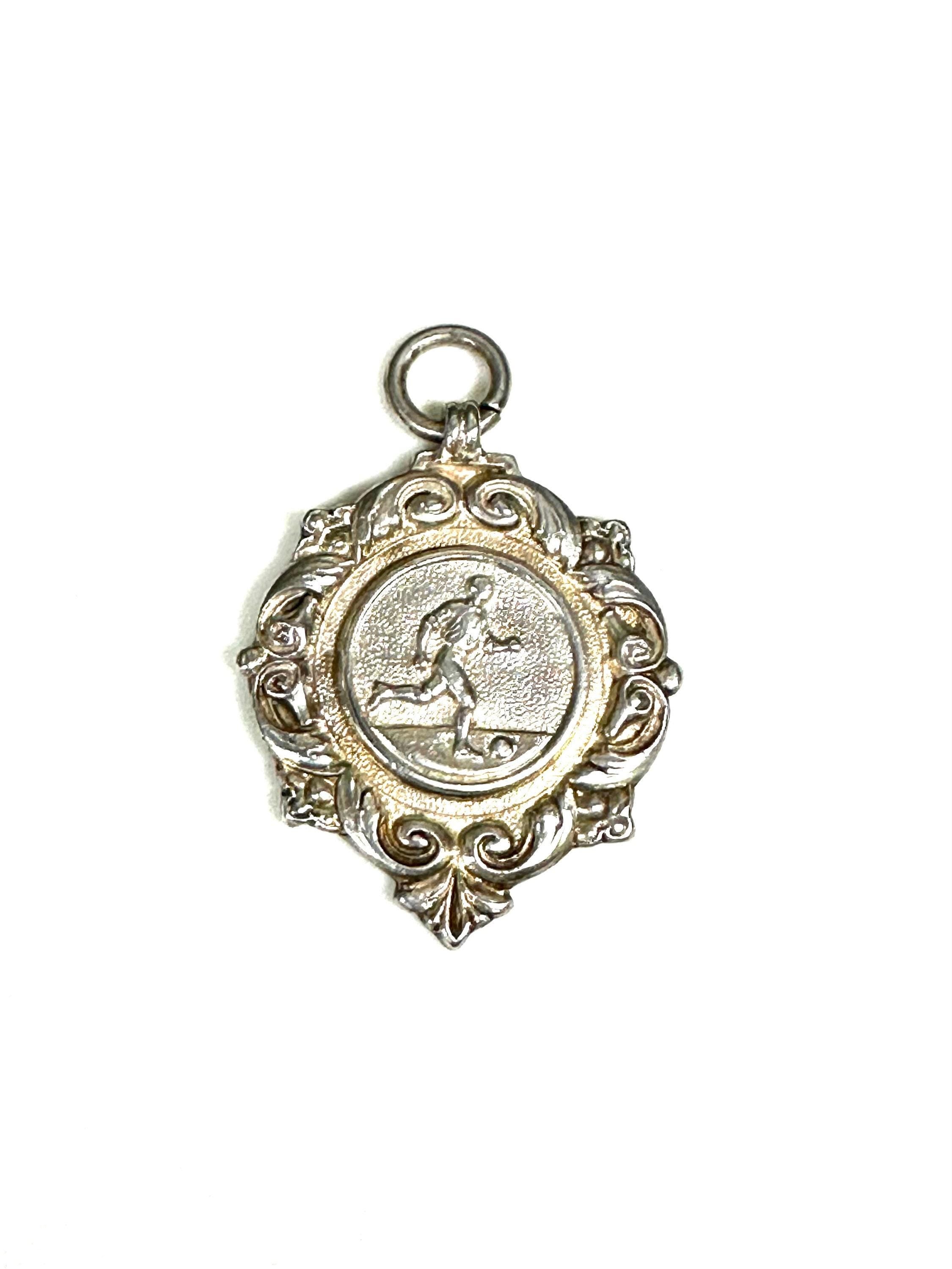 Hallmarked Vintage Sterling Silver Soccer Football Medal Dated 1921