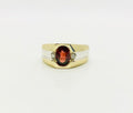Vintage Garnet and Diamond Two Tone Gold Ring with Brush Finish