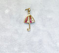 14k Yellow Gold Umbrella Pendant: Ruby and Diamond Charm