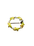 Delicate 10 Karat Yellow Gold Enamel Seed Pearl Wreath Pin/Brooch