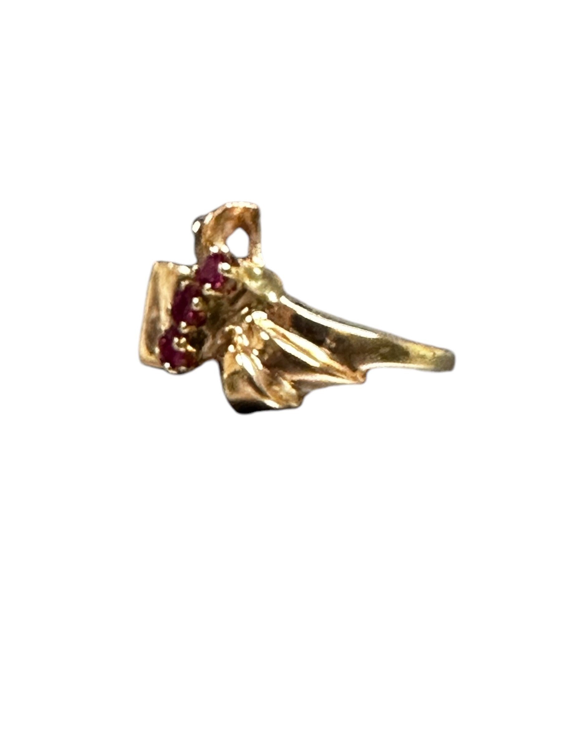 Retro 14k Rose Gold Ruby Ring - July Birthstone