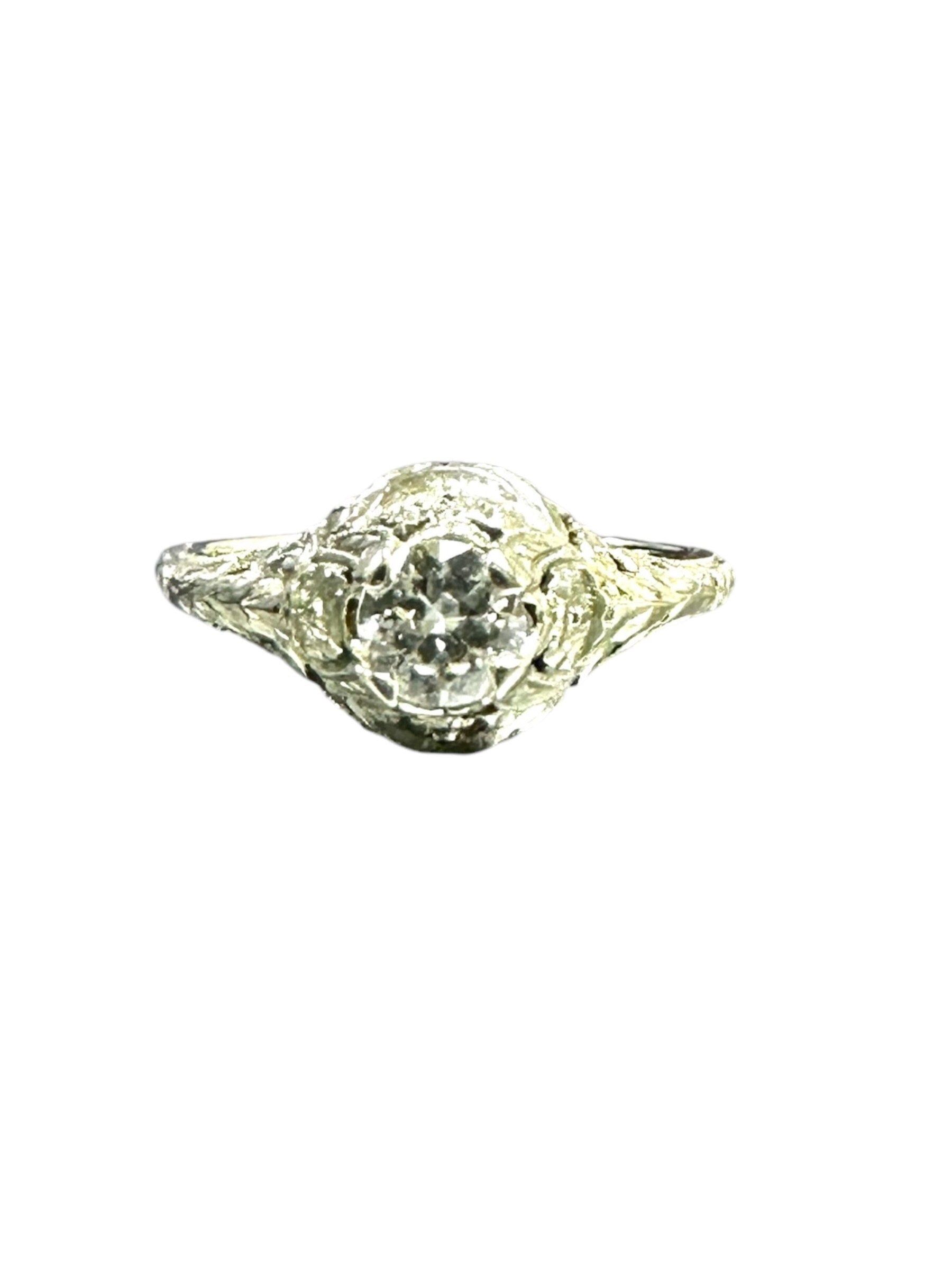 European Cut Diamond Filigree Ring - Vintage Sparkle for Her Finger