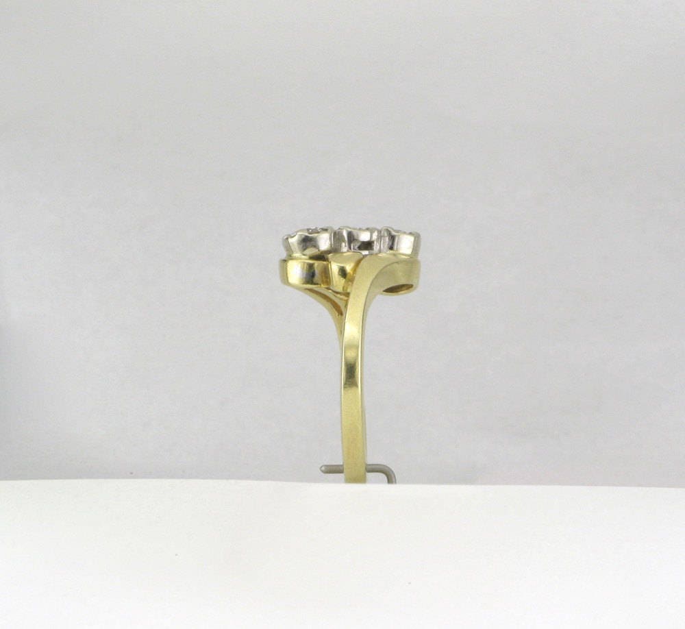 14k Yellow Gold Diamond Cocktail Ring: 0.45 Carat, 1970s Vintage