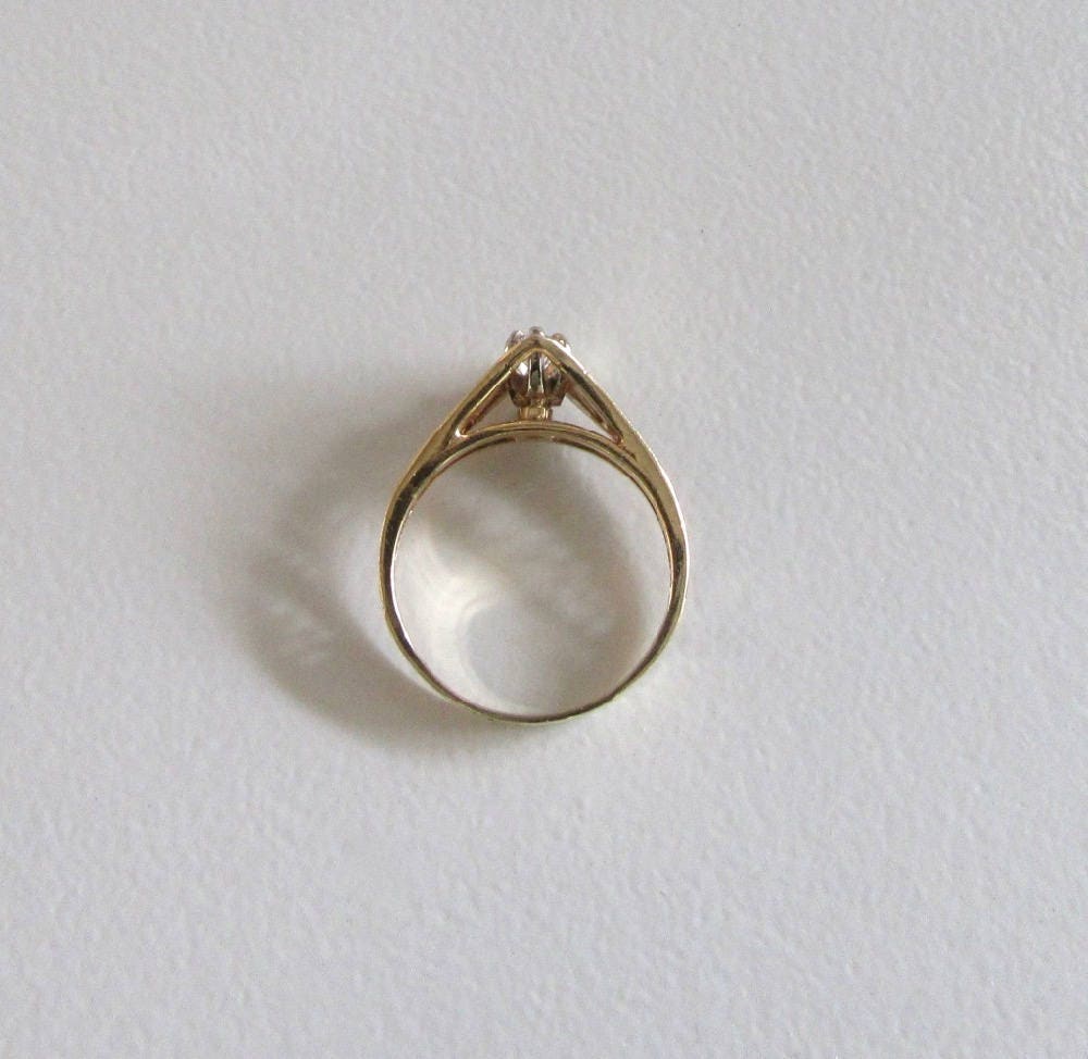 SOLD  Vintage 14k Yellow Gold Marquise Diamond Engagement Ring (0.36 Carat)