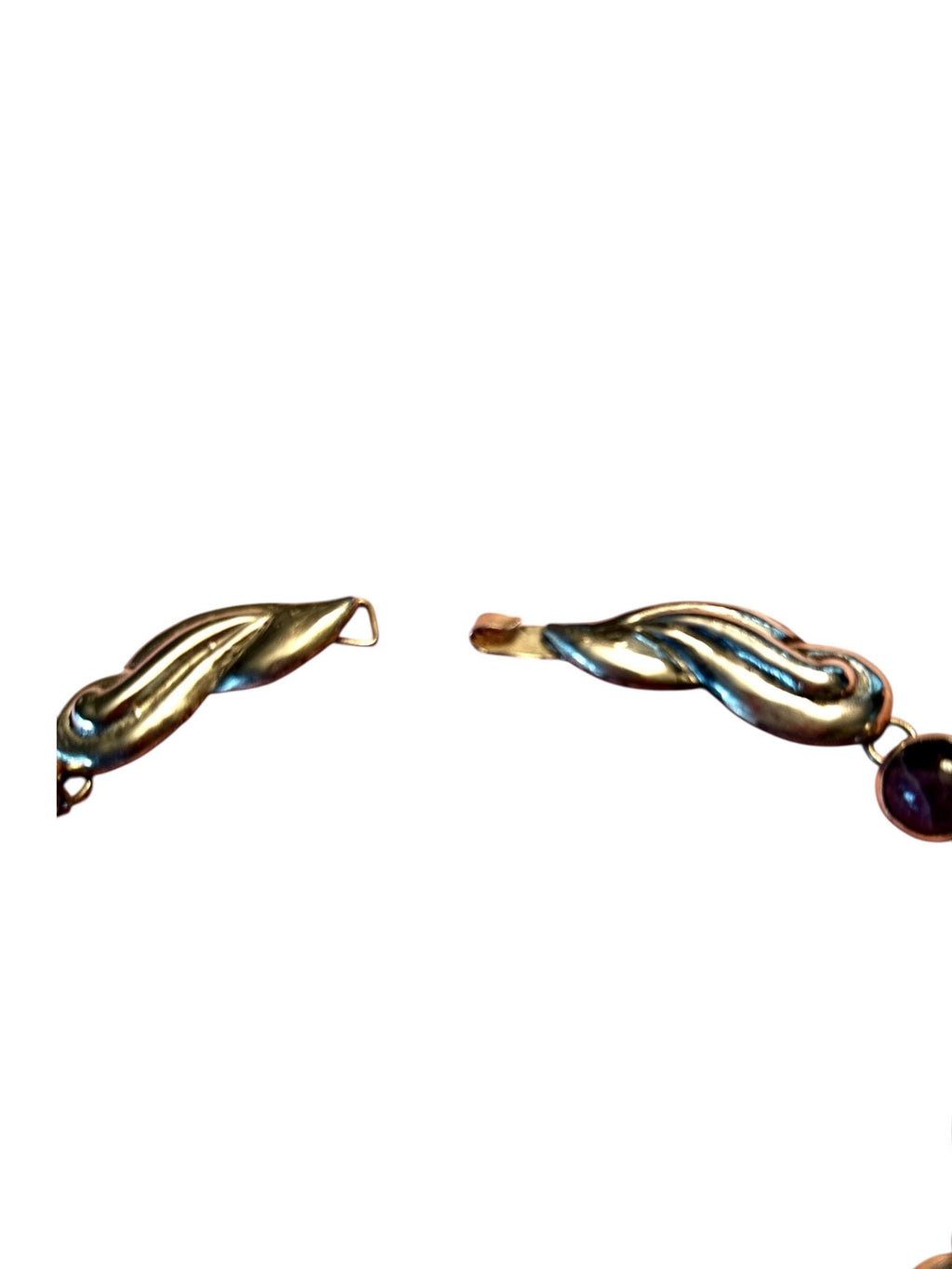 Sculptural Sterling Silver and Cabochon Amethyst Choker Necklace