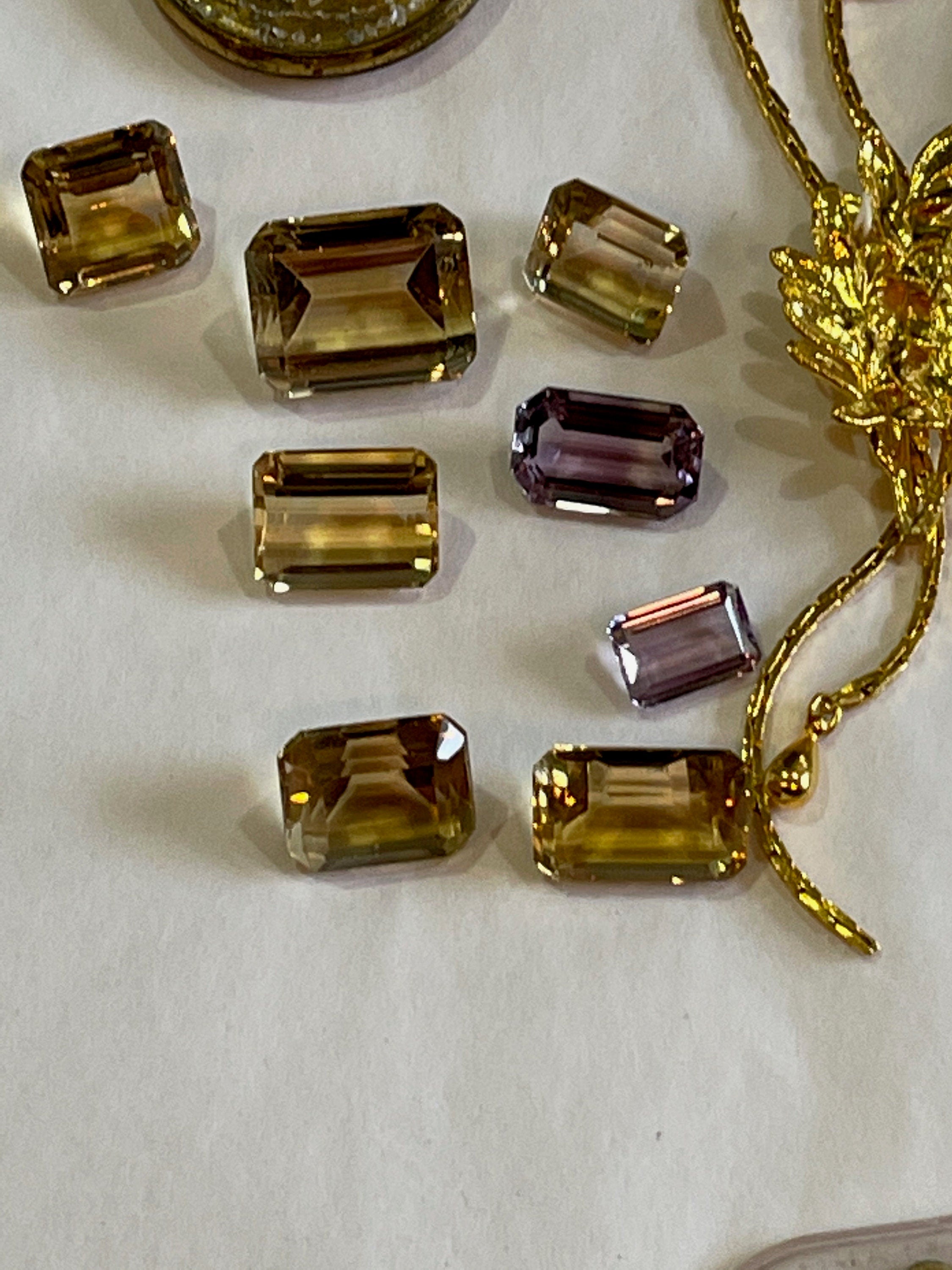 Vintage Jewelry Odd Lot: Loose Citrine, Amethyst, Necklaces