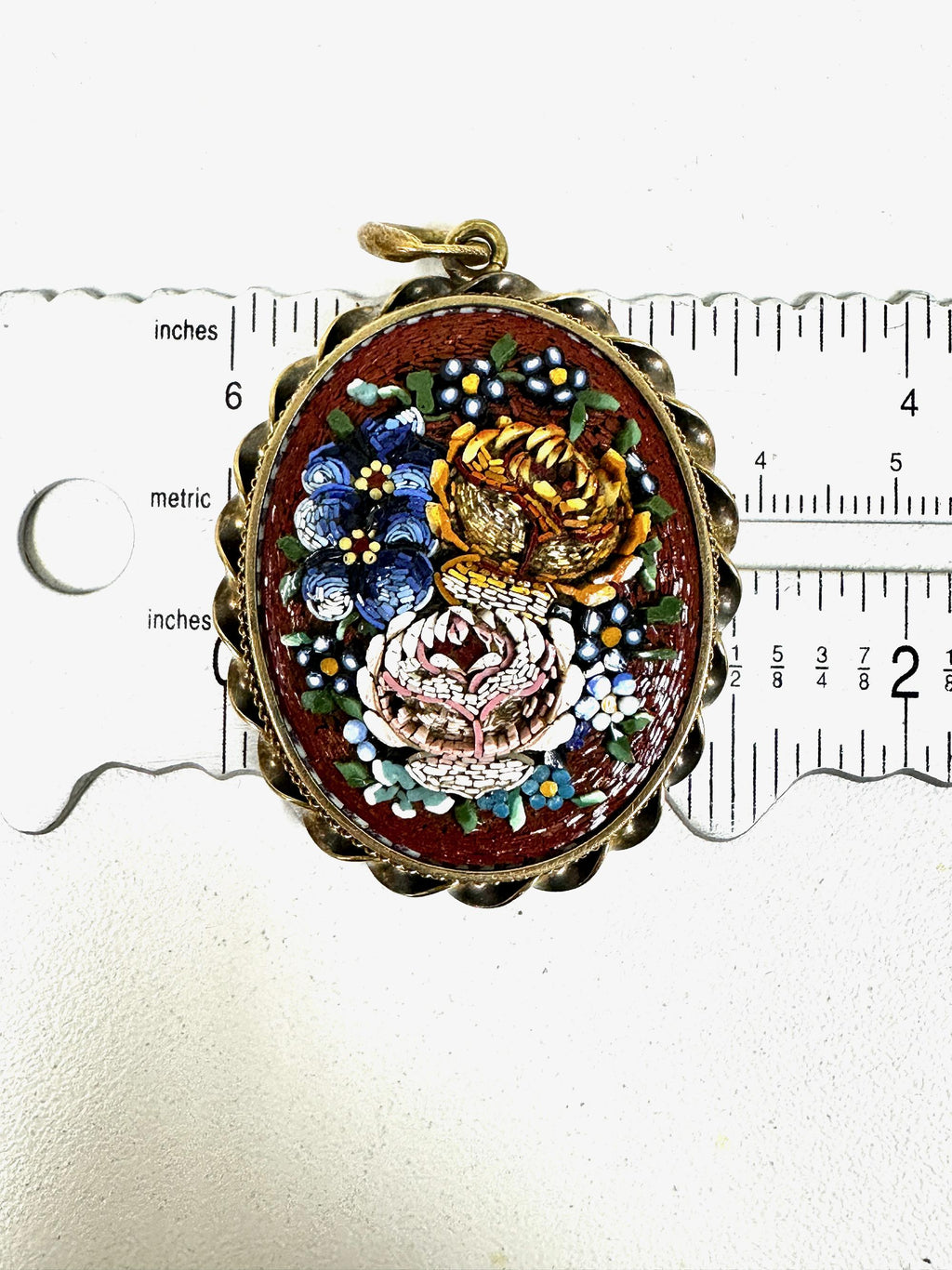 Victorian Gold Filled Floral Mosaic Locket with Braided Frame - Antique Locket