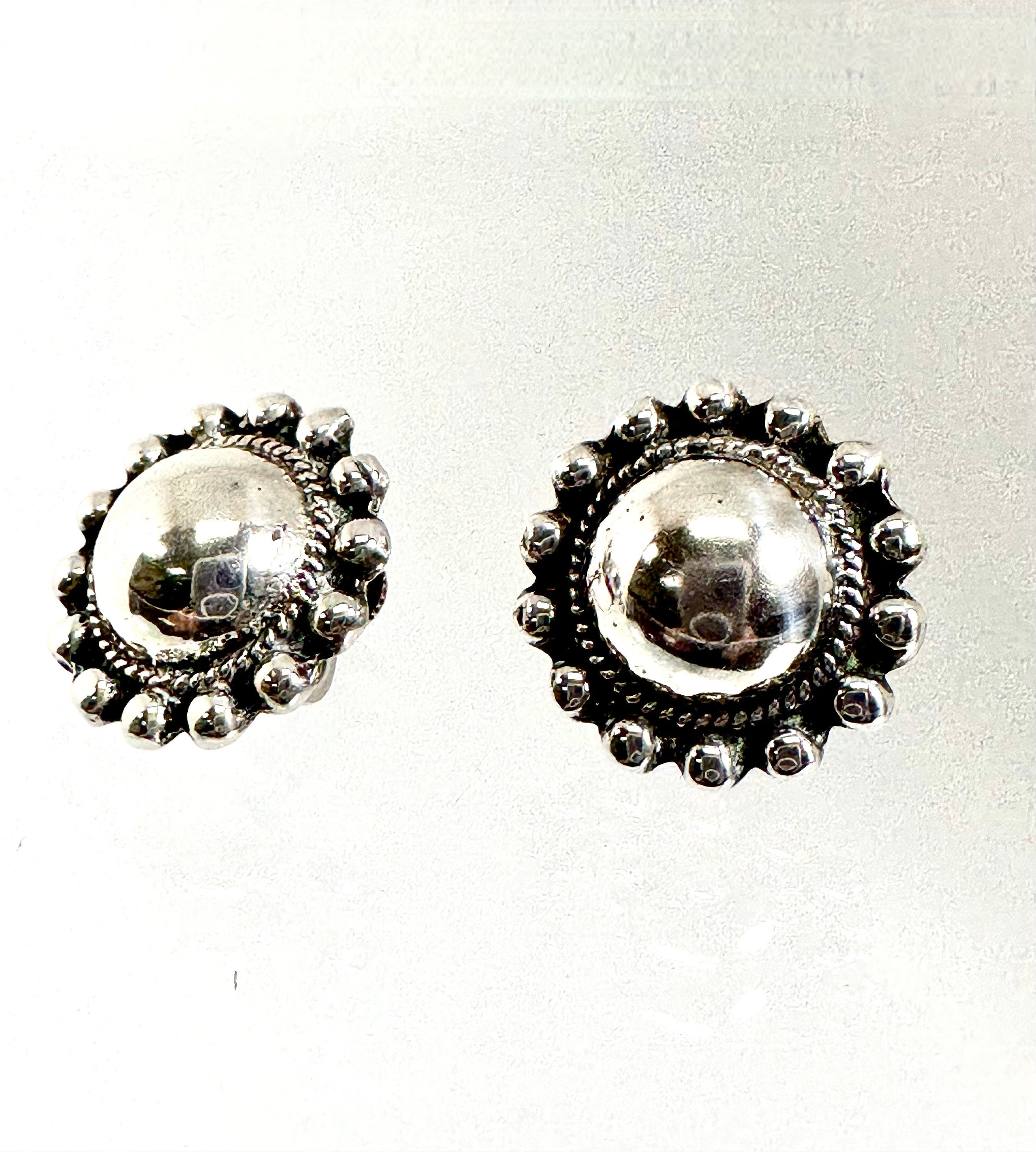 Vintage Sterling Silver Dome Earrings: Screw Back Design
