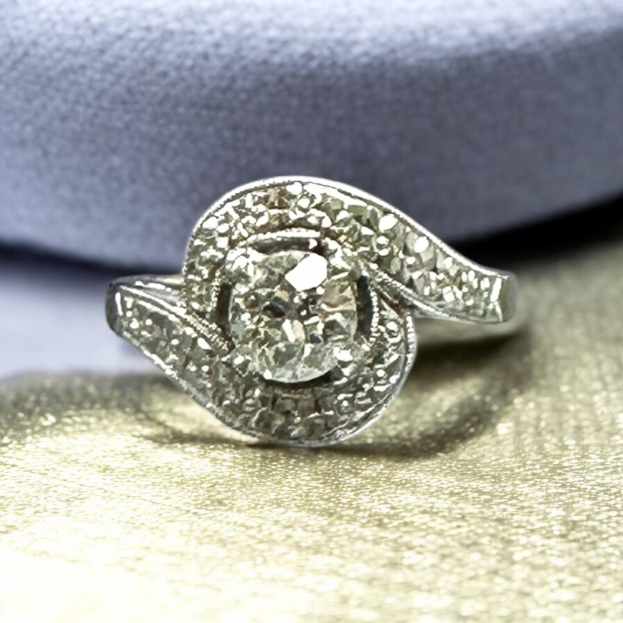 1950's Old European Cut Diamond Engagement Ring - 0.50 Carat Cocktail Ring