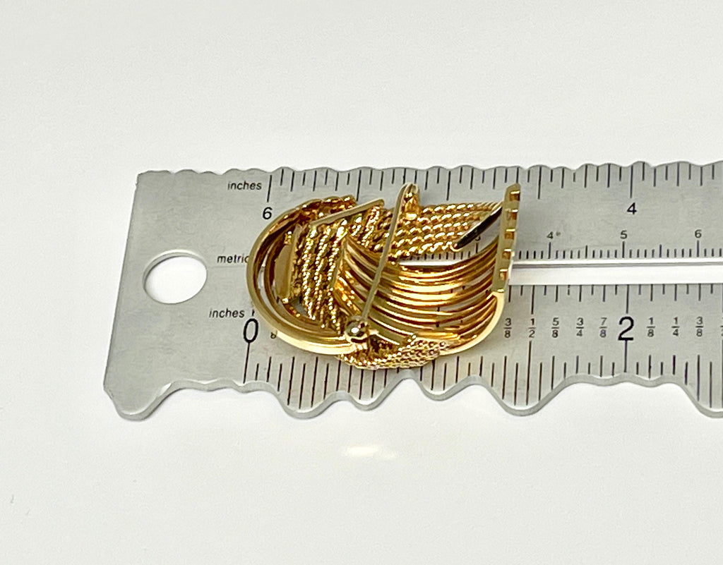 14k Yellow Gold Braided Pin and Clip-on Earring Set