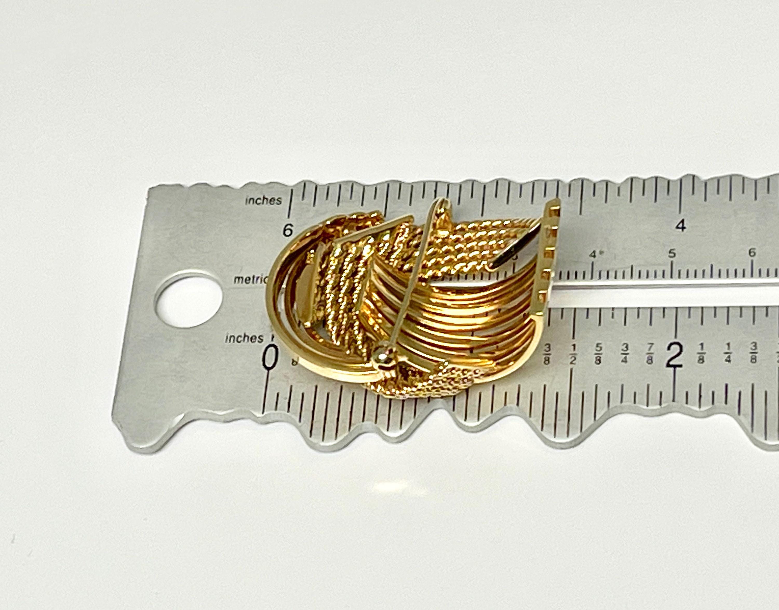 14k Yellow Gold Braided Pin and Clip-on Earring Set