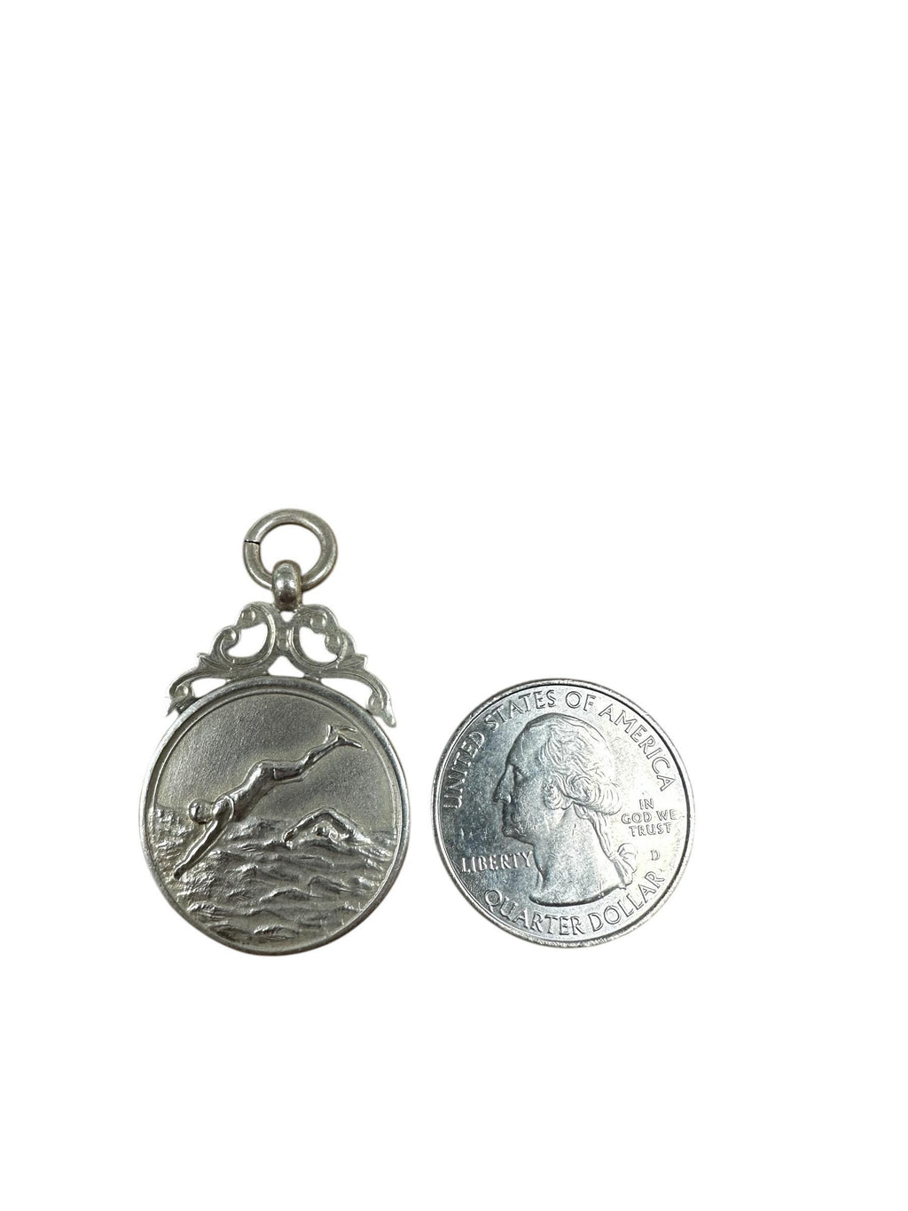 Personalized Sterling Silver Hallmarked Medal for Swim/Dive Enthusiasts