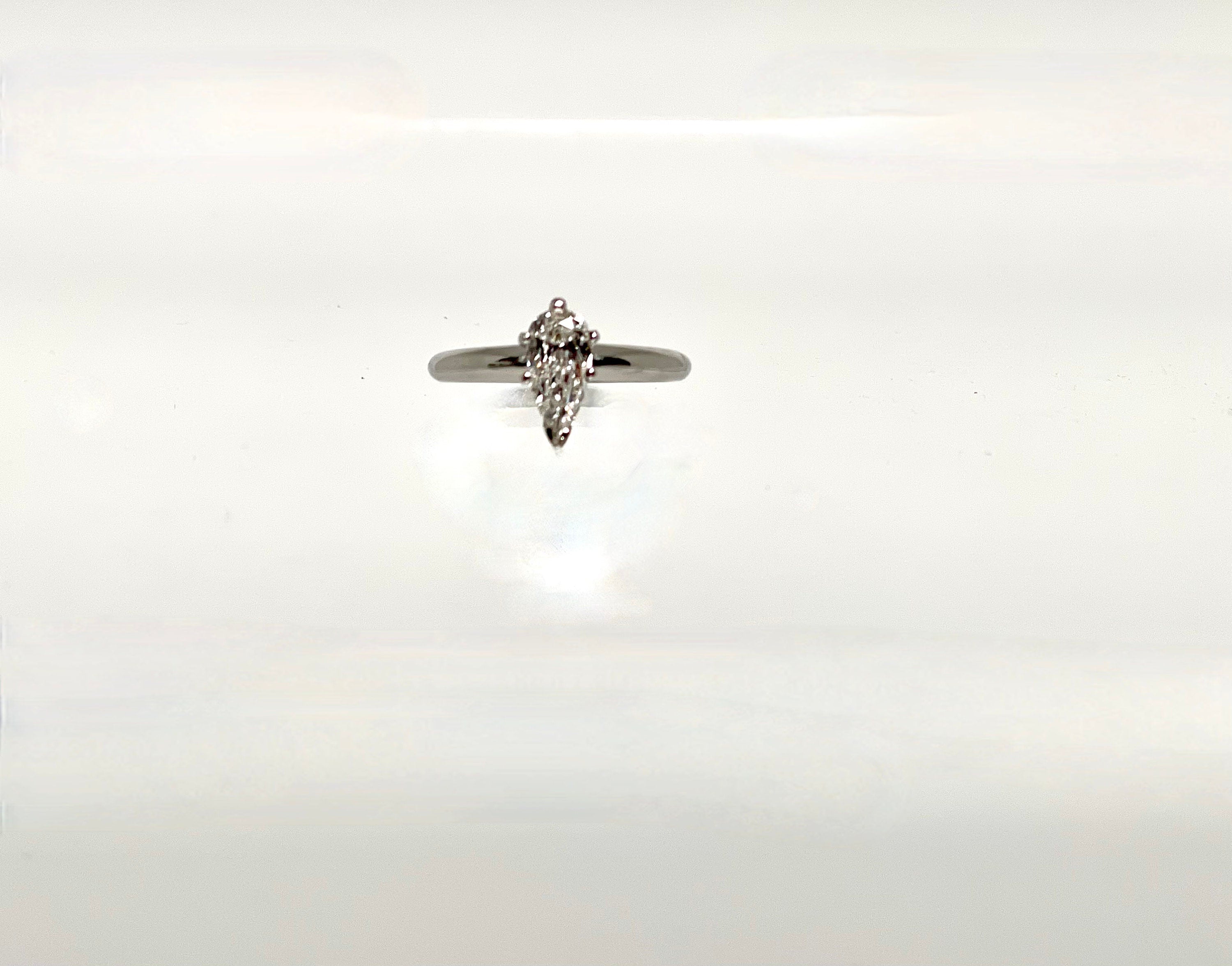 Diamond Engagement Ring-14 Karat White Gold Genuine Pear Shape Diamond-Estate Solitaire Style Ring