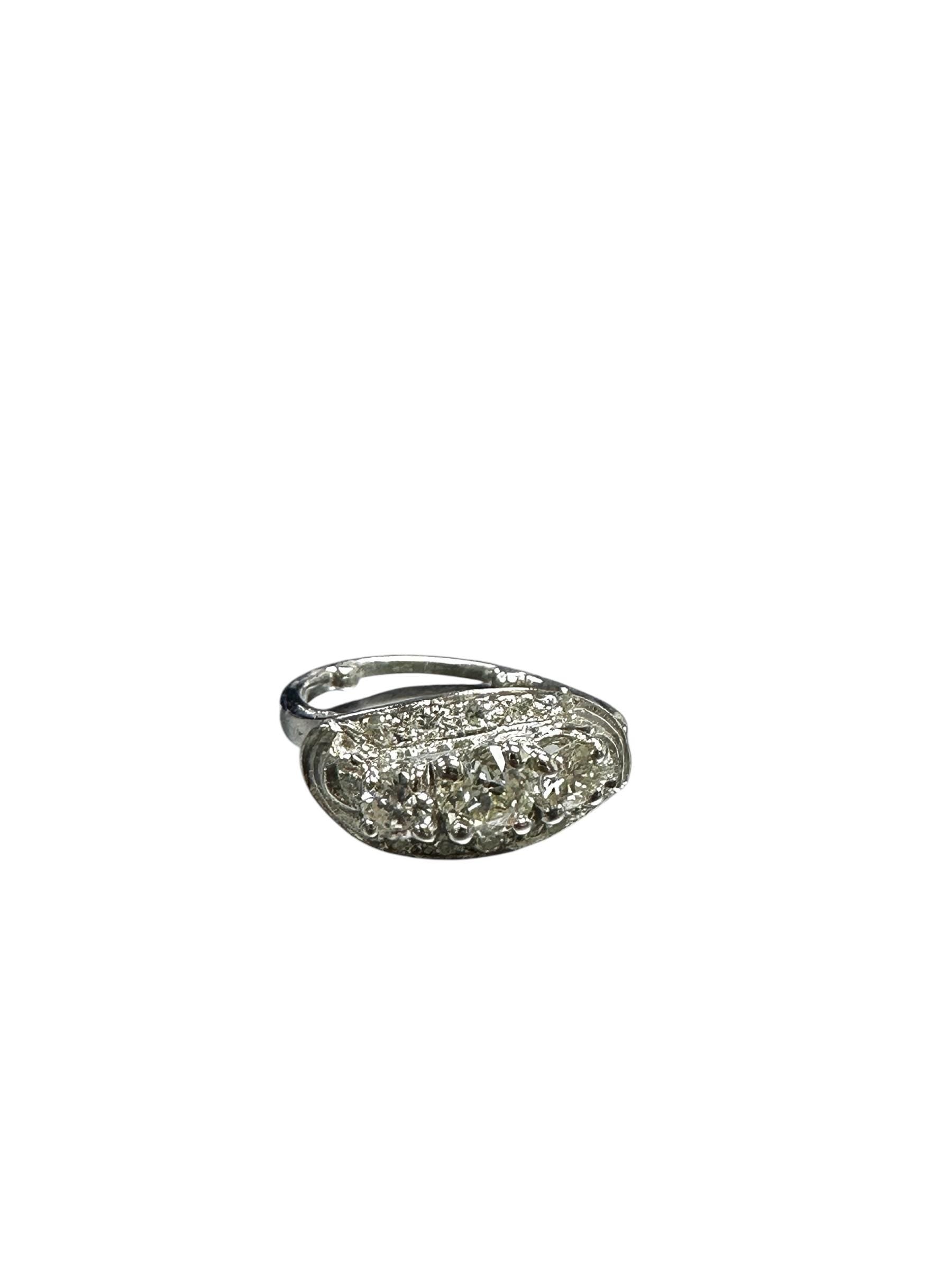 Ladies 14 Karat White Gold Diamond Cocktail Ring with Arthritic "Balls" in Shank