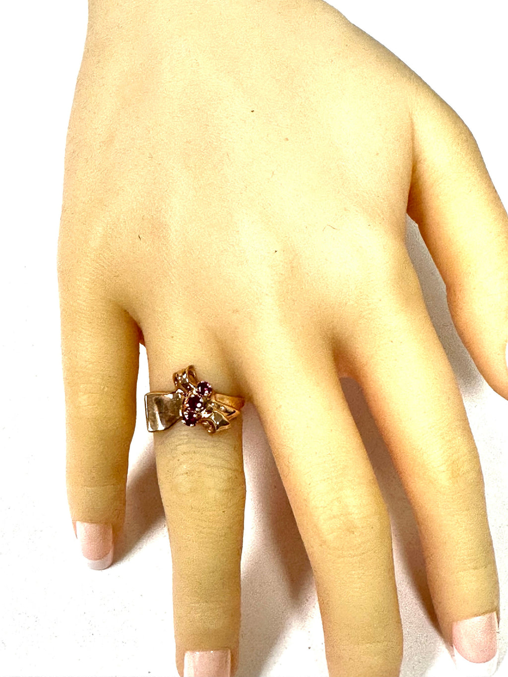 Retro 14k Rose Gold Ruby Ring - July Birthstone