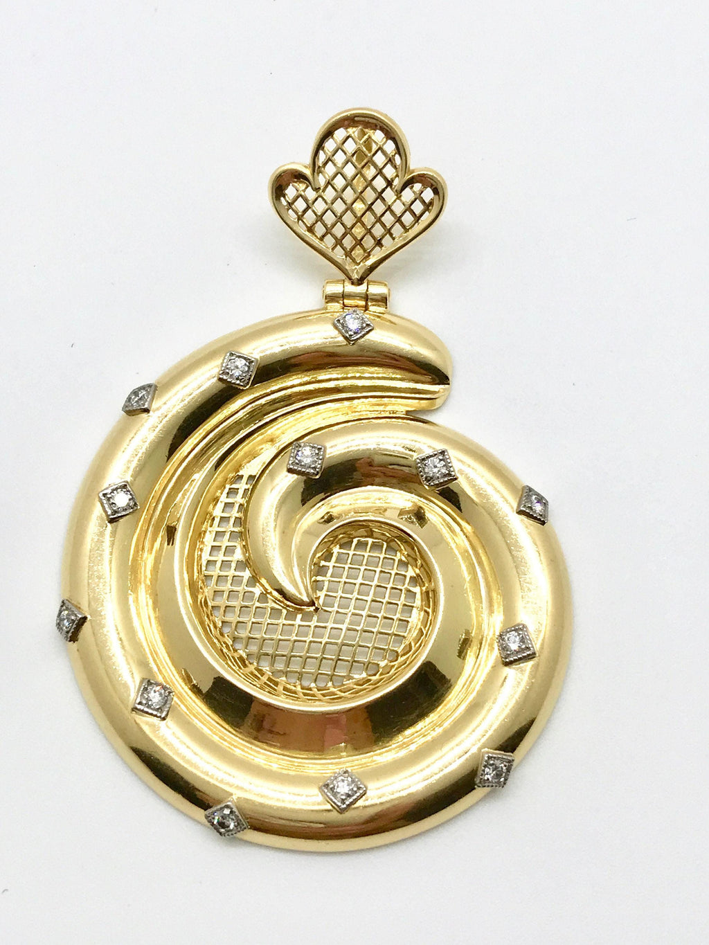 Vintage 14k Gold Diamond Spiral Pendant