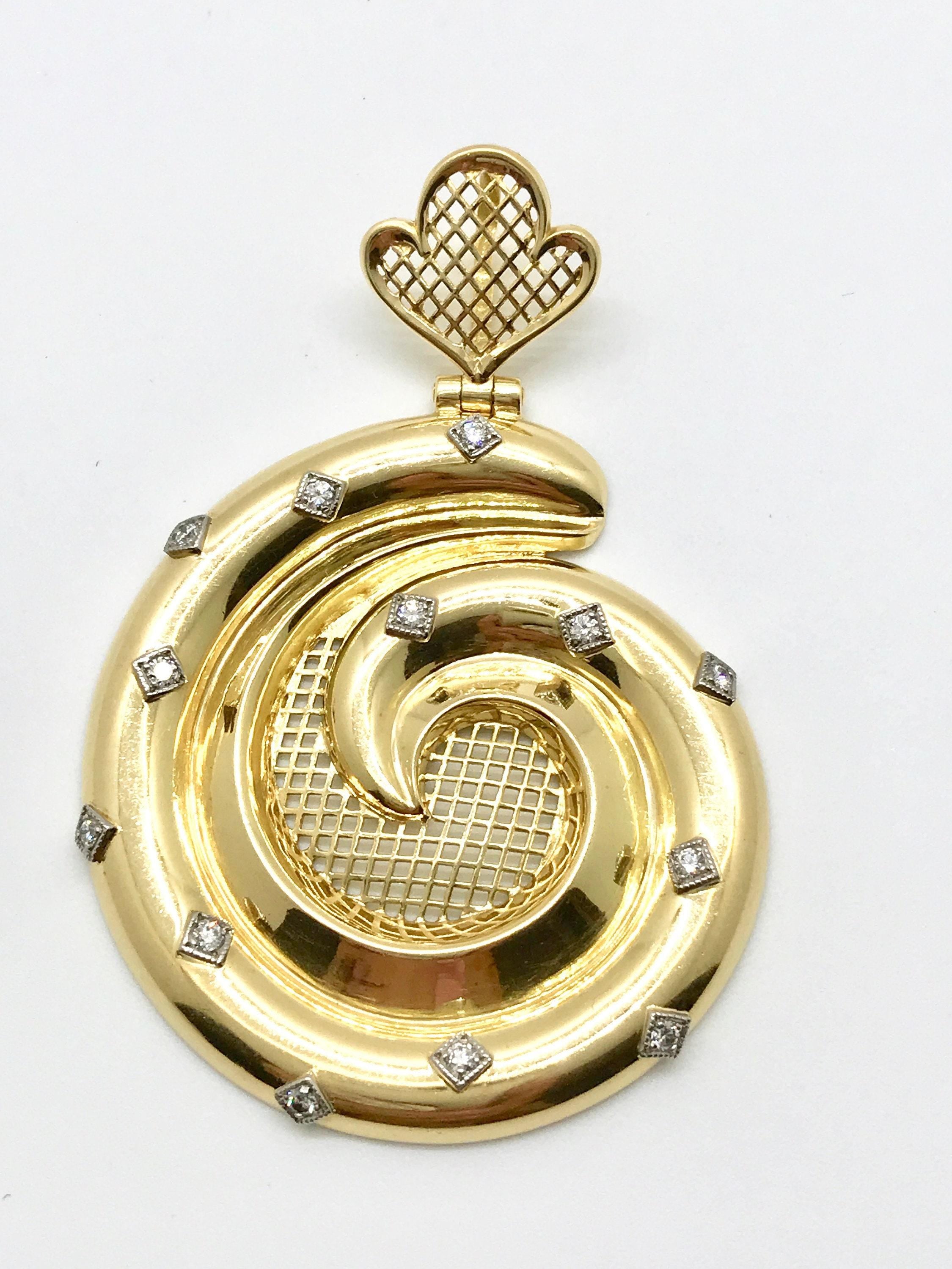 Vintage 14k Gold Diamond Spiral Pendant