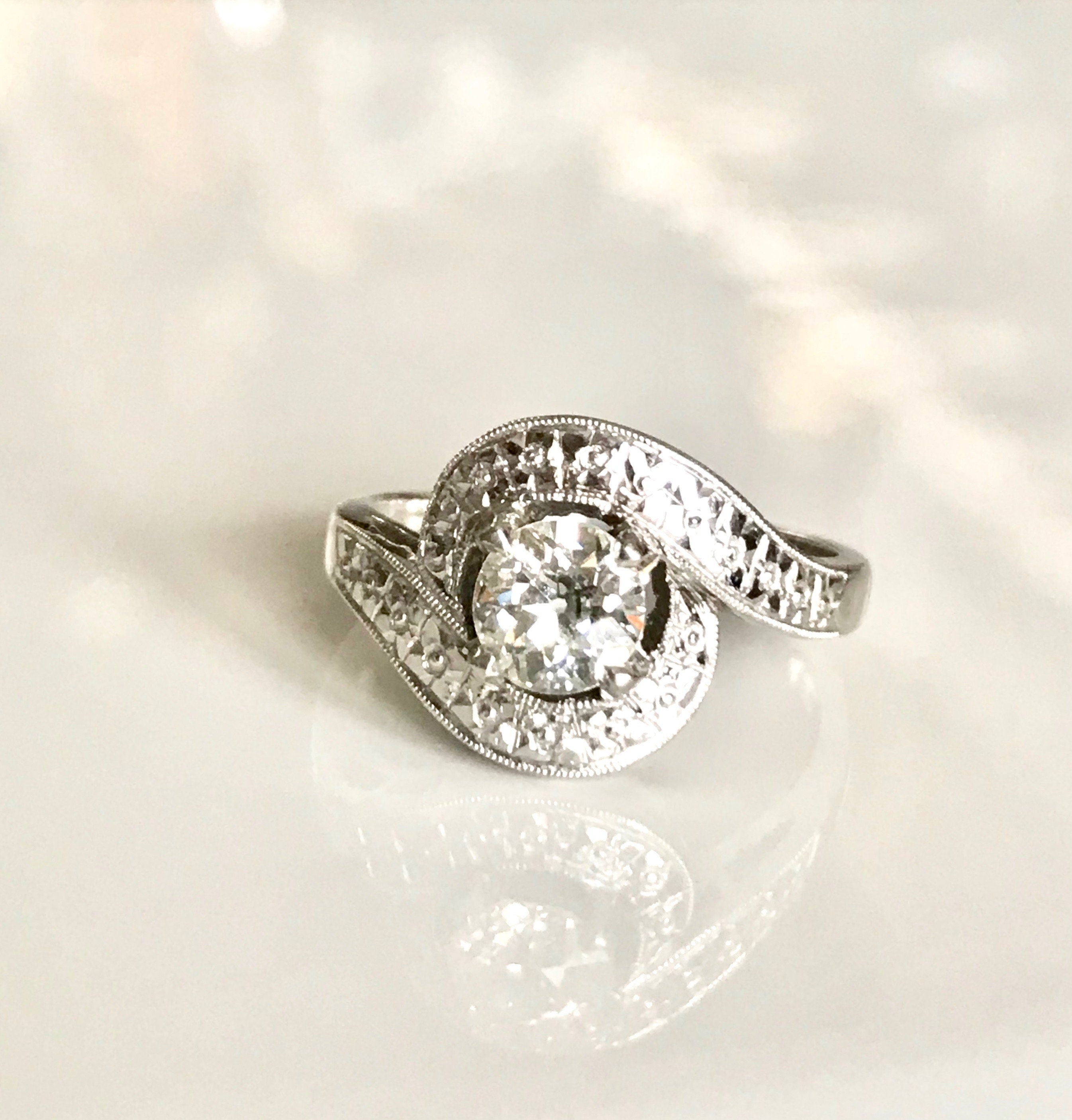 1950's Old European Cut Diamond Engagement Ring - 0.50 Carat Cocktail Ring