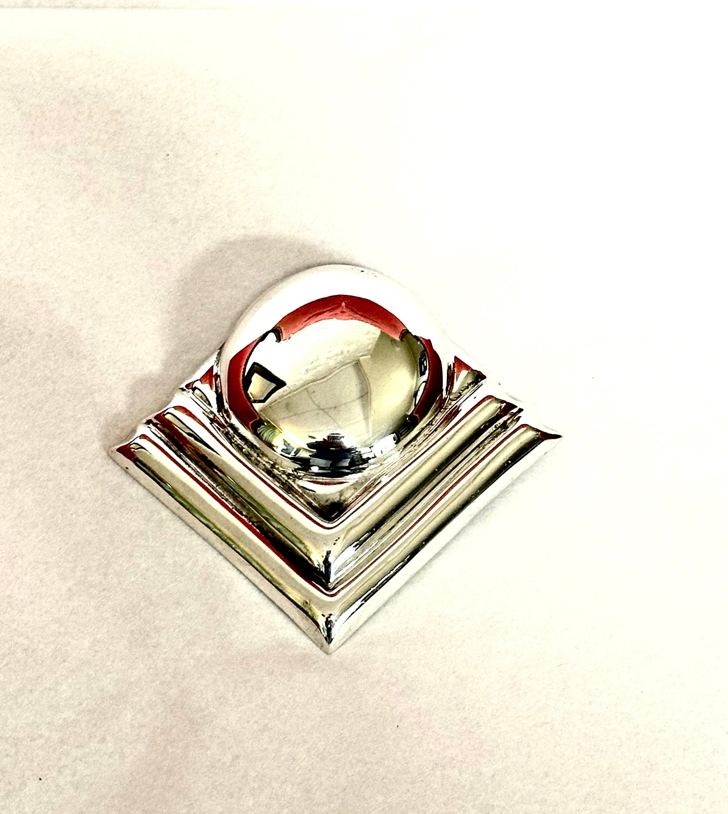 Sterling Silver Geometric Pin or Pendant, Vintage Art Deco Style Brooch
