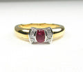 18K Gold Estate Ruby and Diamond Ring - Size 7.25