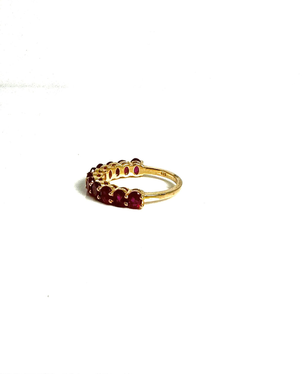 Red and Gold Magic: Vintage 14k Yellow Gold Ruby Band Ring - A Symbol of Love
