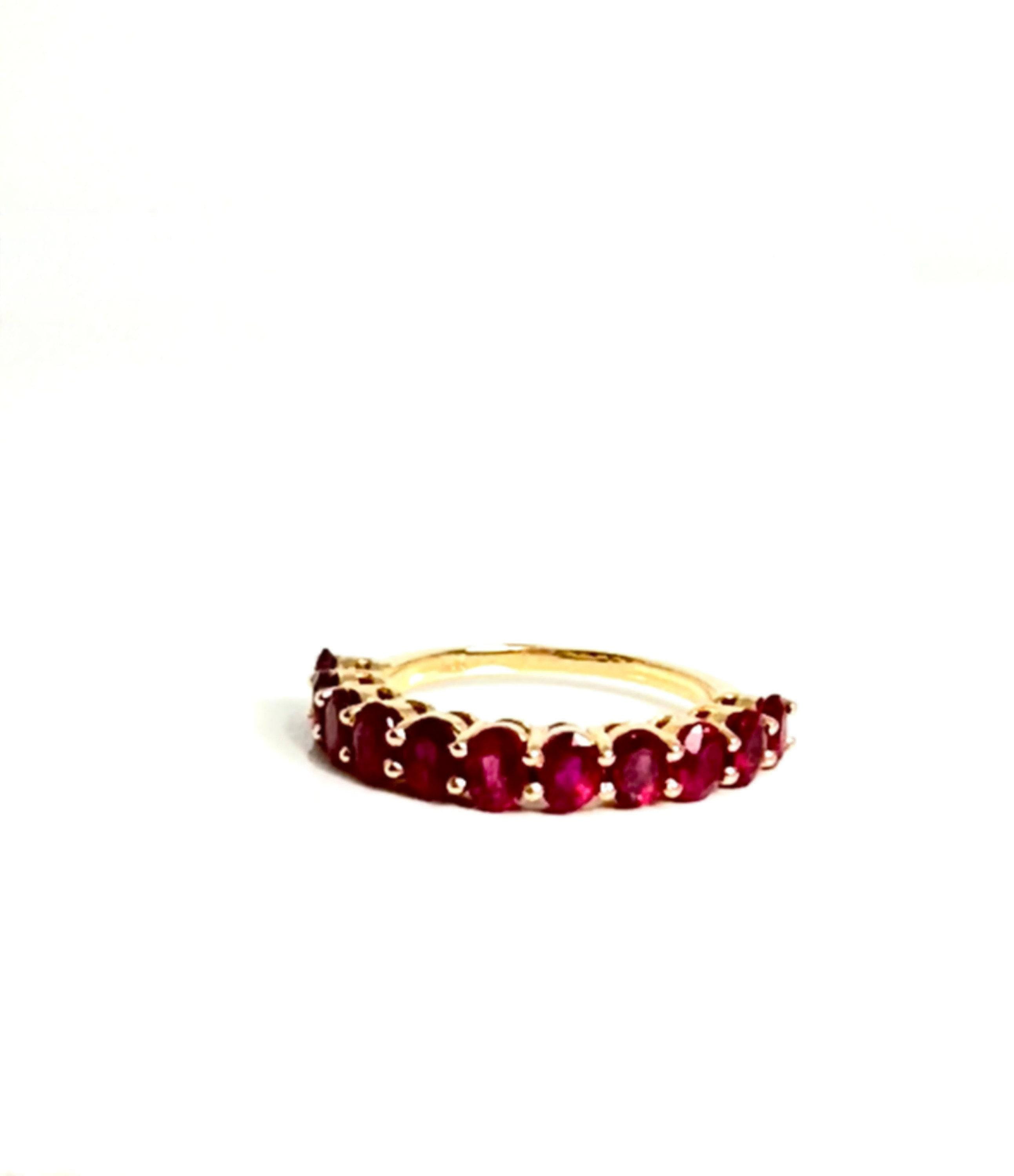 Red and Gold Magic: Vintage 14k Yellow Gold Ruby Band Ring - A Symbol of Love