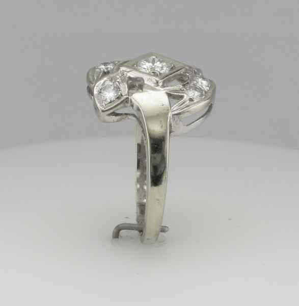 1950s White Gold Diamond Cocktail Ring, 0.25 Carat, Size 6.75