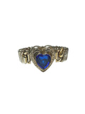 Antique Glass Heart Gold Sterling Silver Sweetheart Expansion Bracelet-1930s-40s