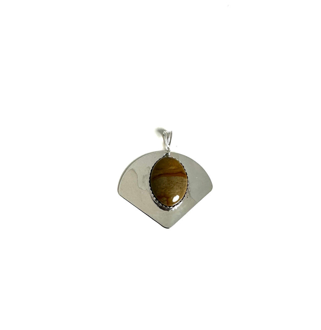 Hand Crafted Sterling Silver Agate Pendant - Student Artist JR