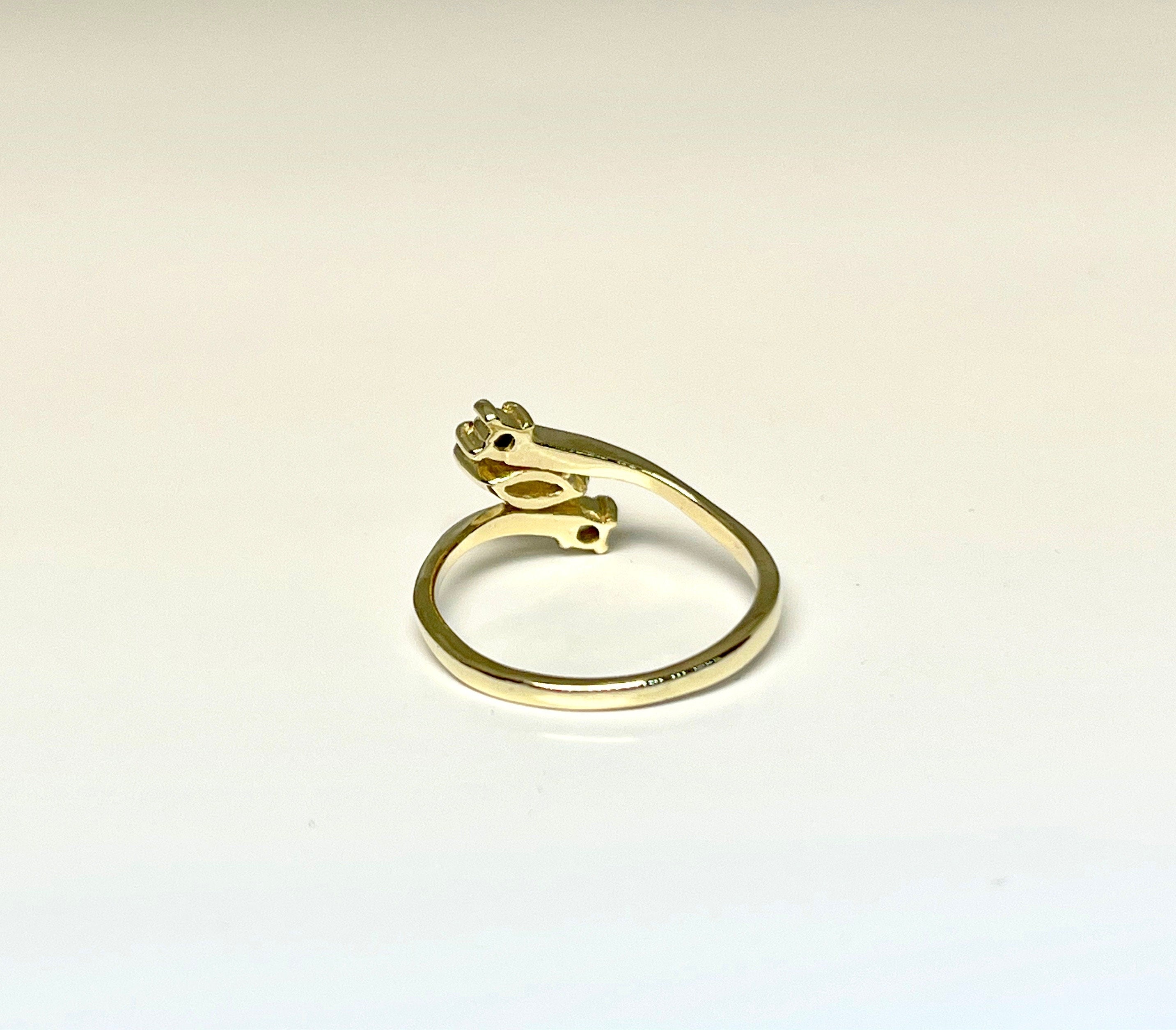 Vintage 14k Yellow Gold Marquise Diamond Bypass Engagement Ring