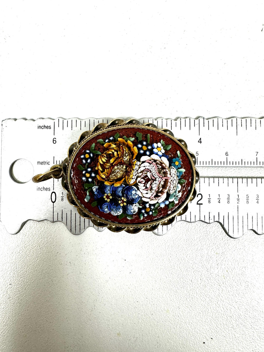 Victorian Gold Filled Floral Mosaic Locket with Braided Frame - Antique Locket