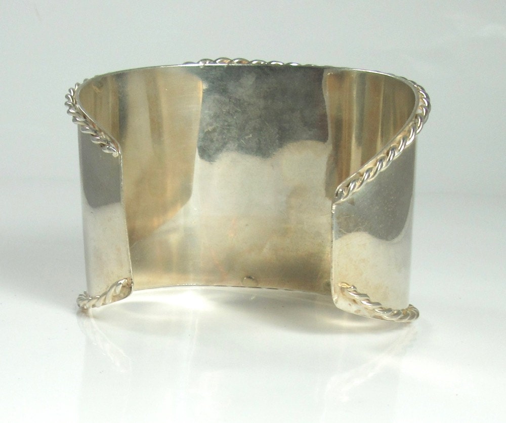 Sterling Silver Sardonyx & Gold Stone Cuff Bracelet - Statement Jewelry