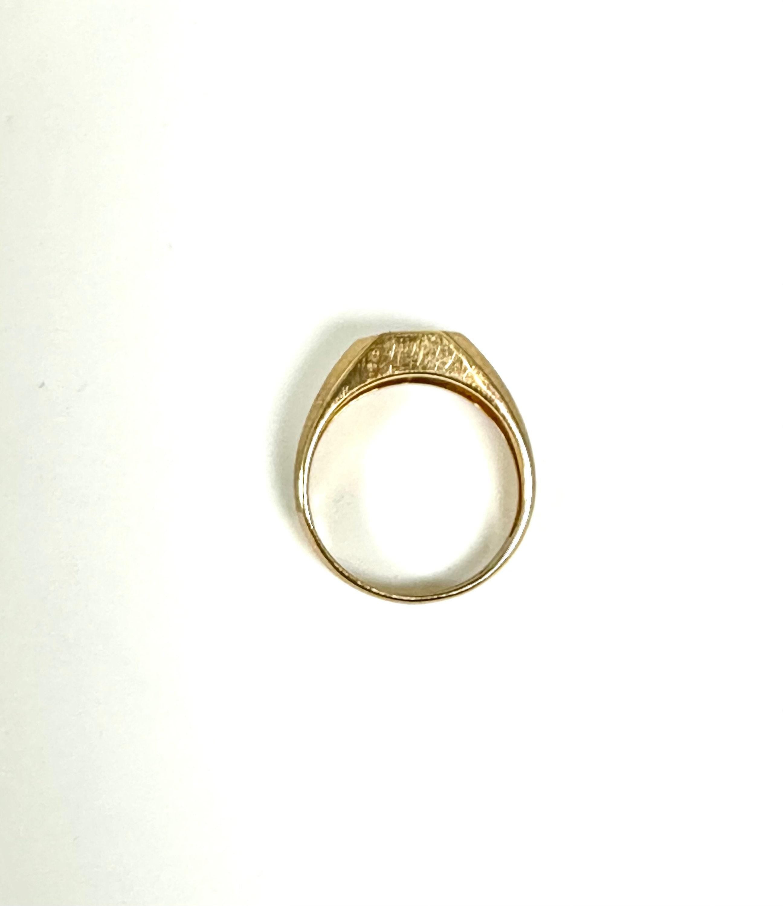 Vintage Garnet and Diamond Two Tone Gold Ring with Brush Finish