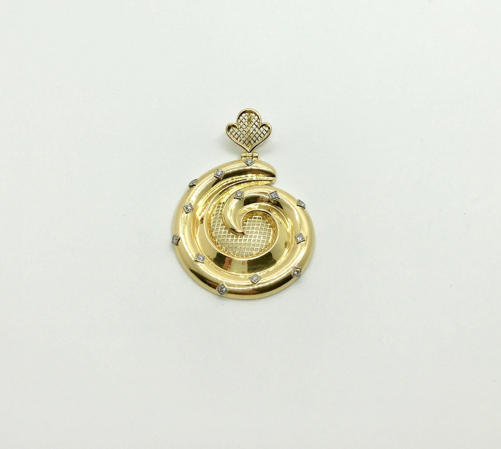 Vintage 14k Gold Diamond Spiral Pendant