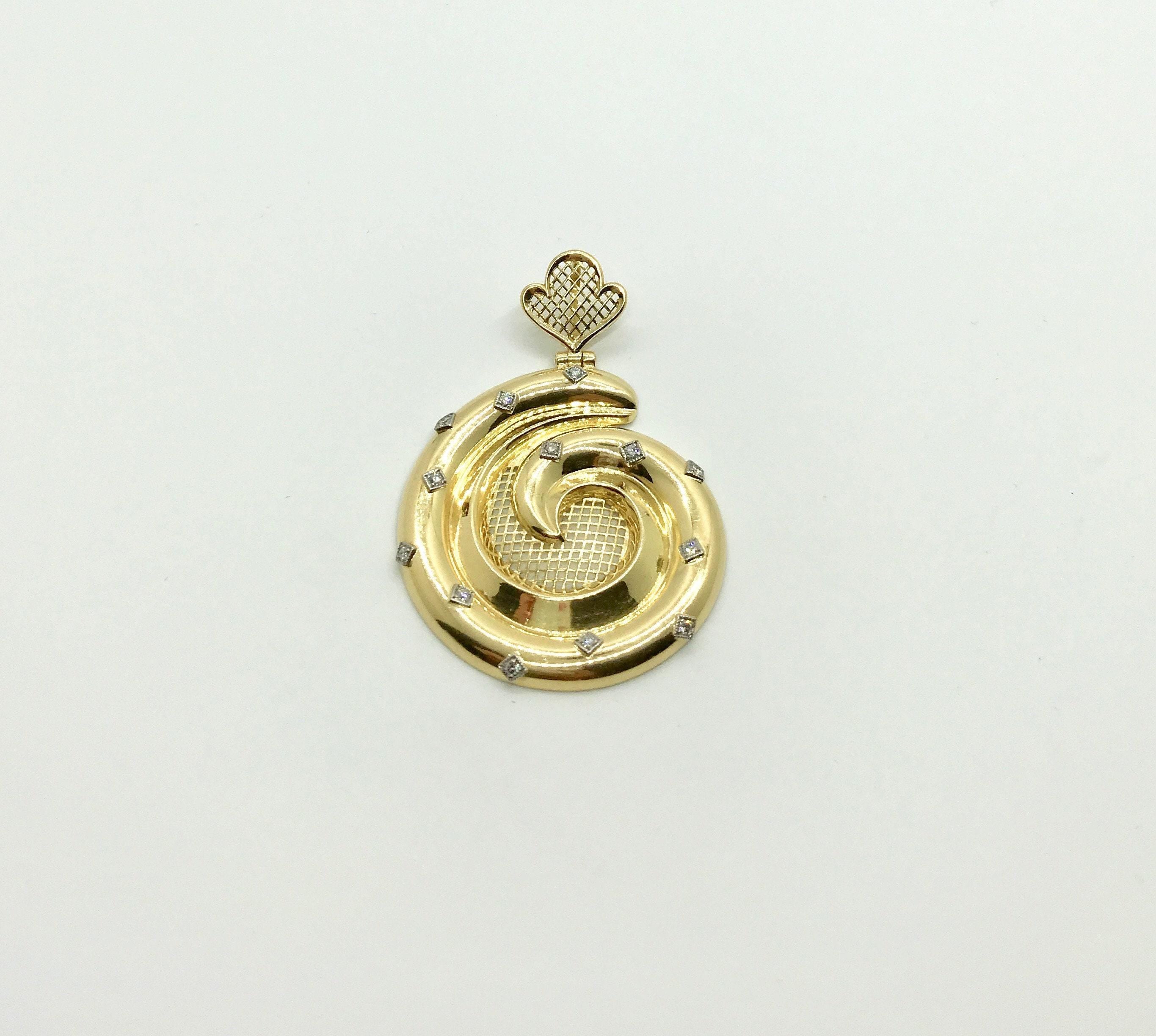 Vintage 14k Gold Diamond Spiral Pendant