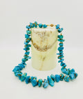 Chunky Turquoise Nugget Necklace: 14K Yellow Gold Beads, 20 Inch