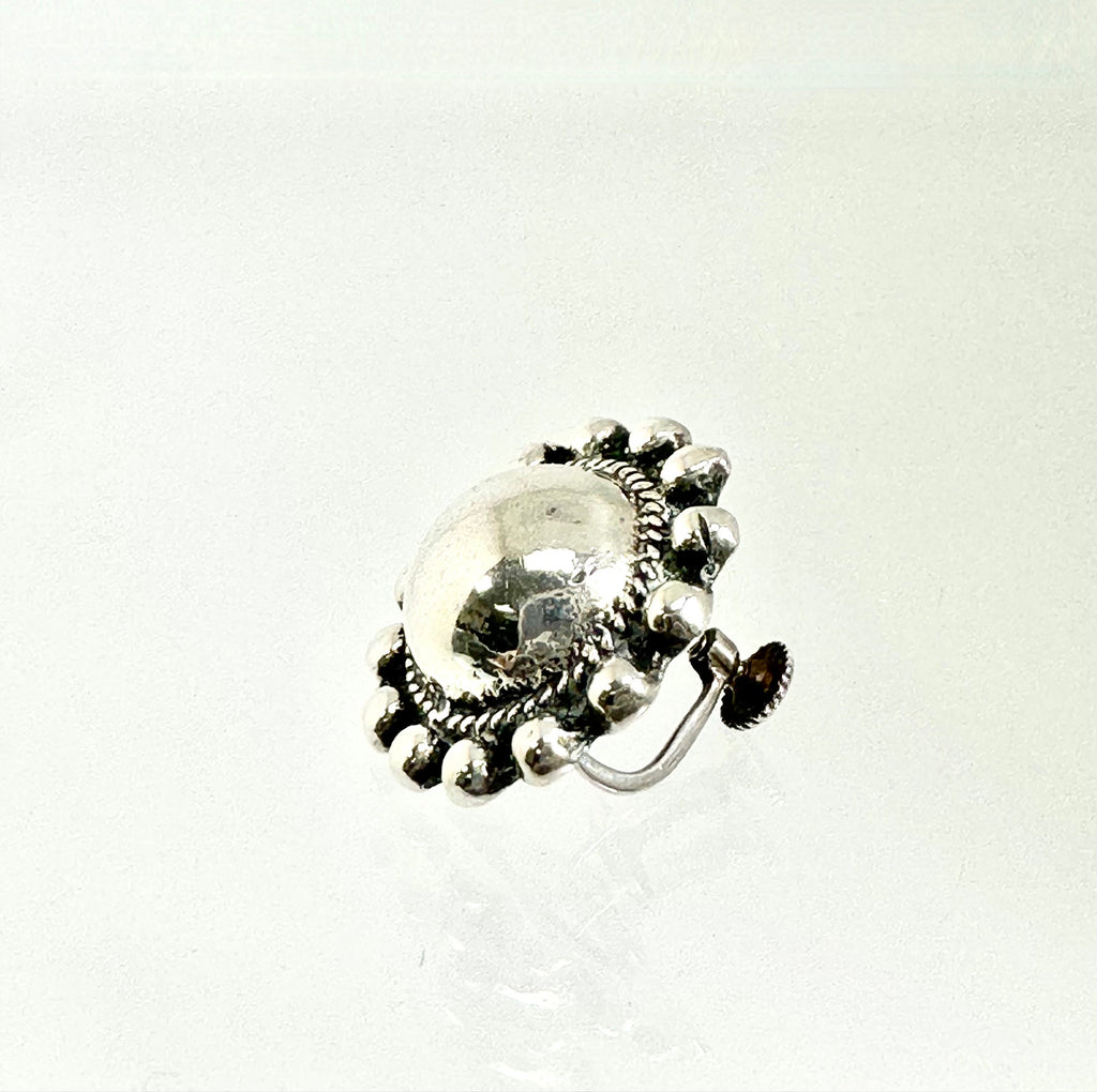 Vintage Sterling Silver Dome Earrings: Screw Back Design