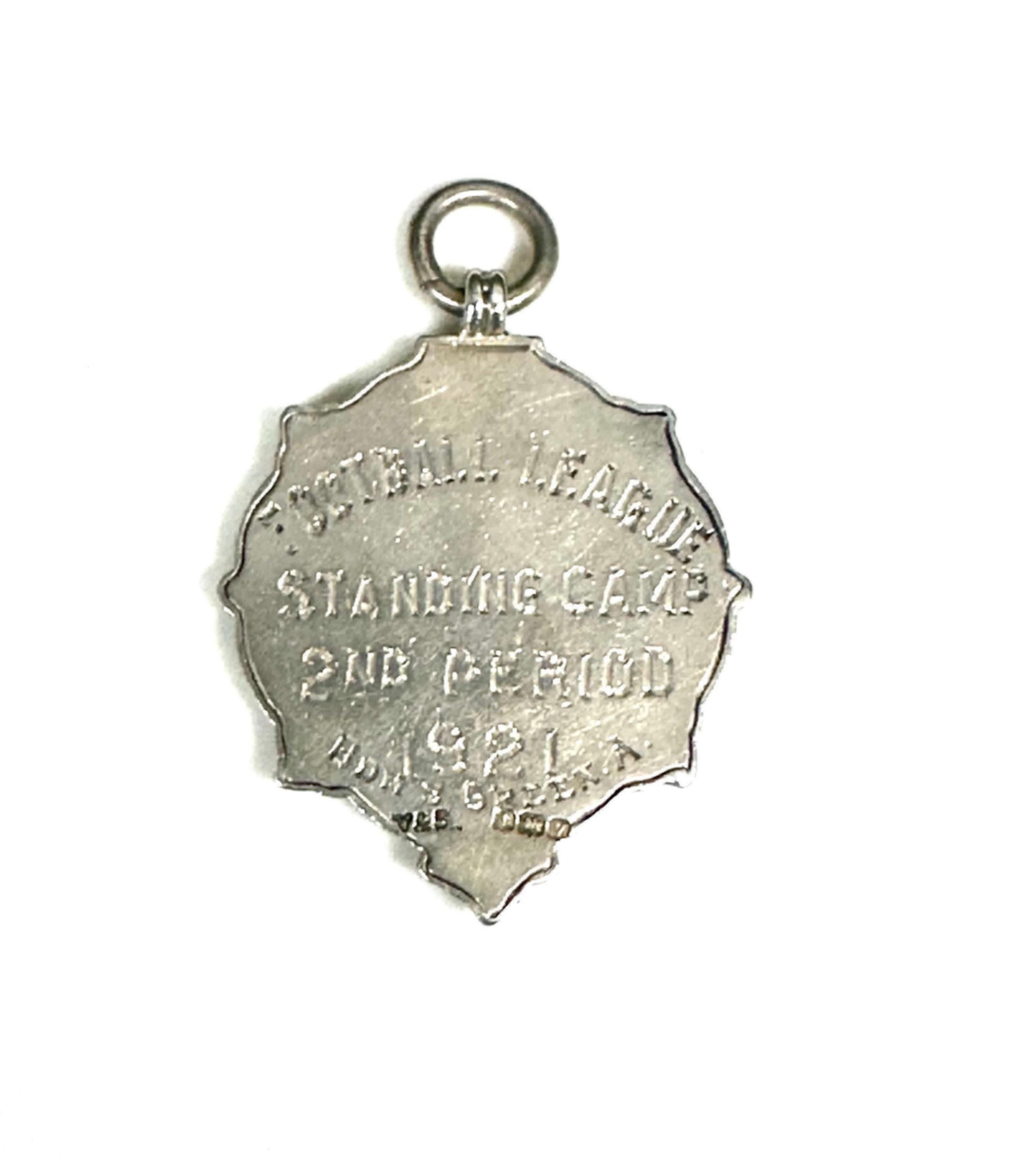 Hallmarked Vintage Sterling Silver Soccer Football Medal Dated 1921